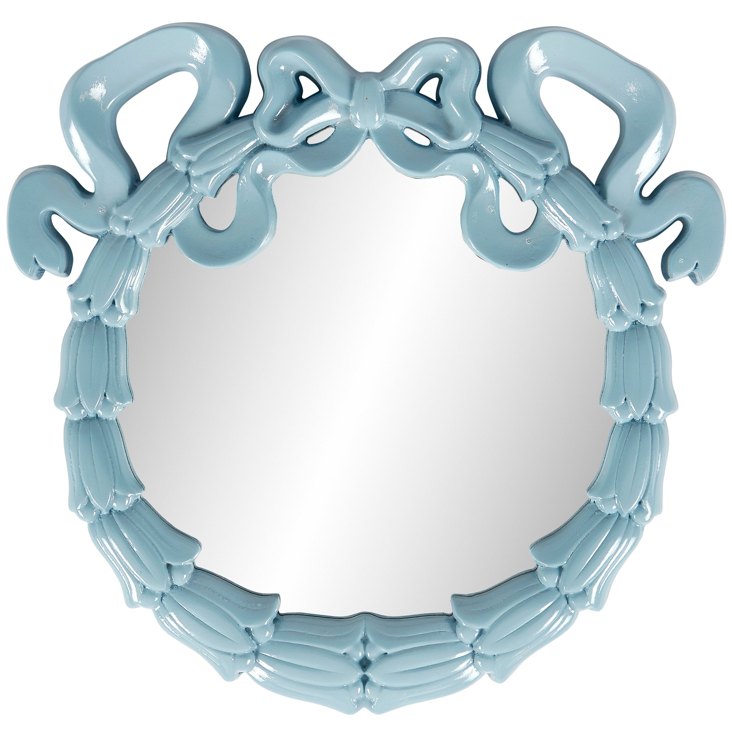 Charming Baby Blue Bow Mirror - Decorative Kids Room Wall Decor Accent