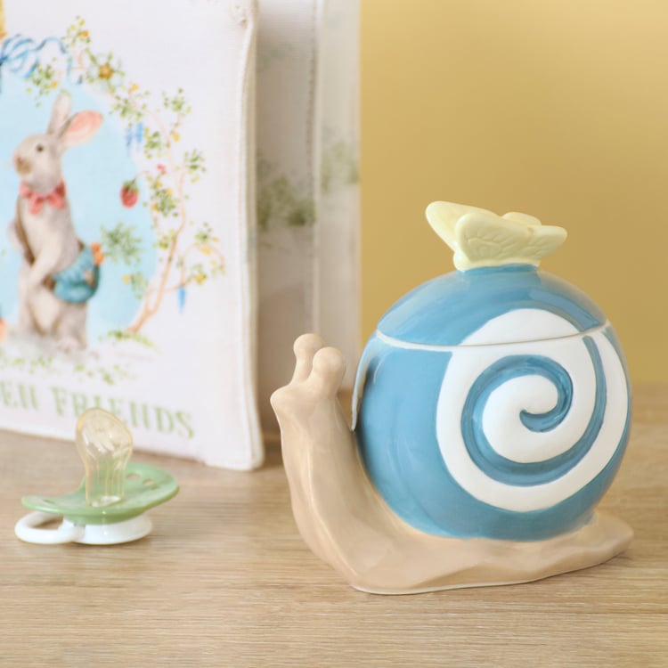 Charming Ceramic Snail Jar with Butterfly Lid, Cute Garden Home Decor Accent