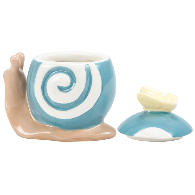 Charming Ceramic Snail Jar with Butterfly Lid, Cute Garden Home Decor Accent