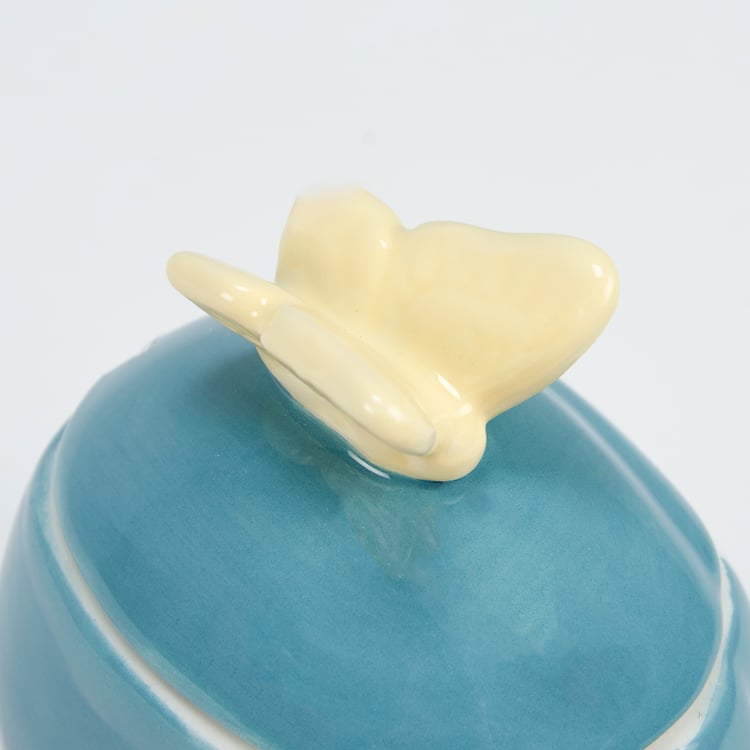 Charming Ceramic Snail Jar with Butterfly Lid, Cute Garden Home Decor Accent