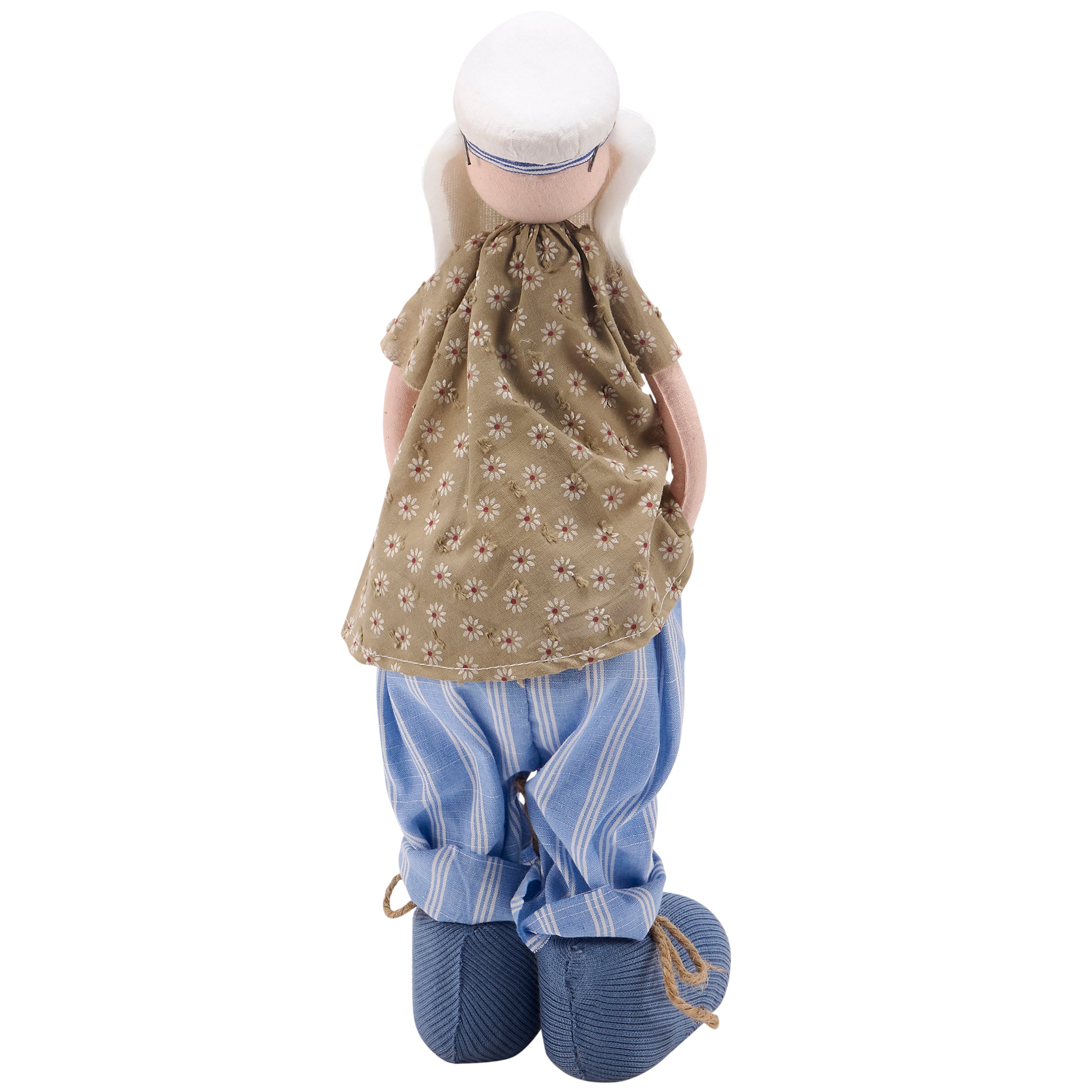 Charming Handmade Fisherman Sitter Decor with Jute Fishing Line & Felt Fish