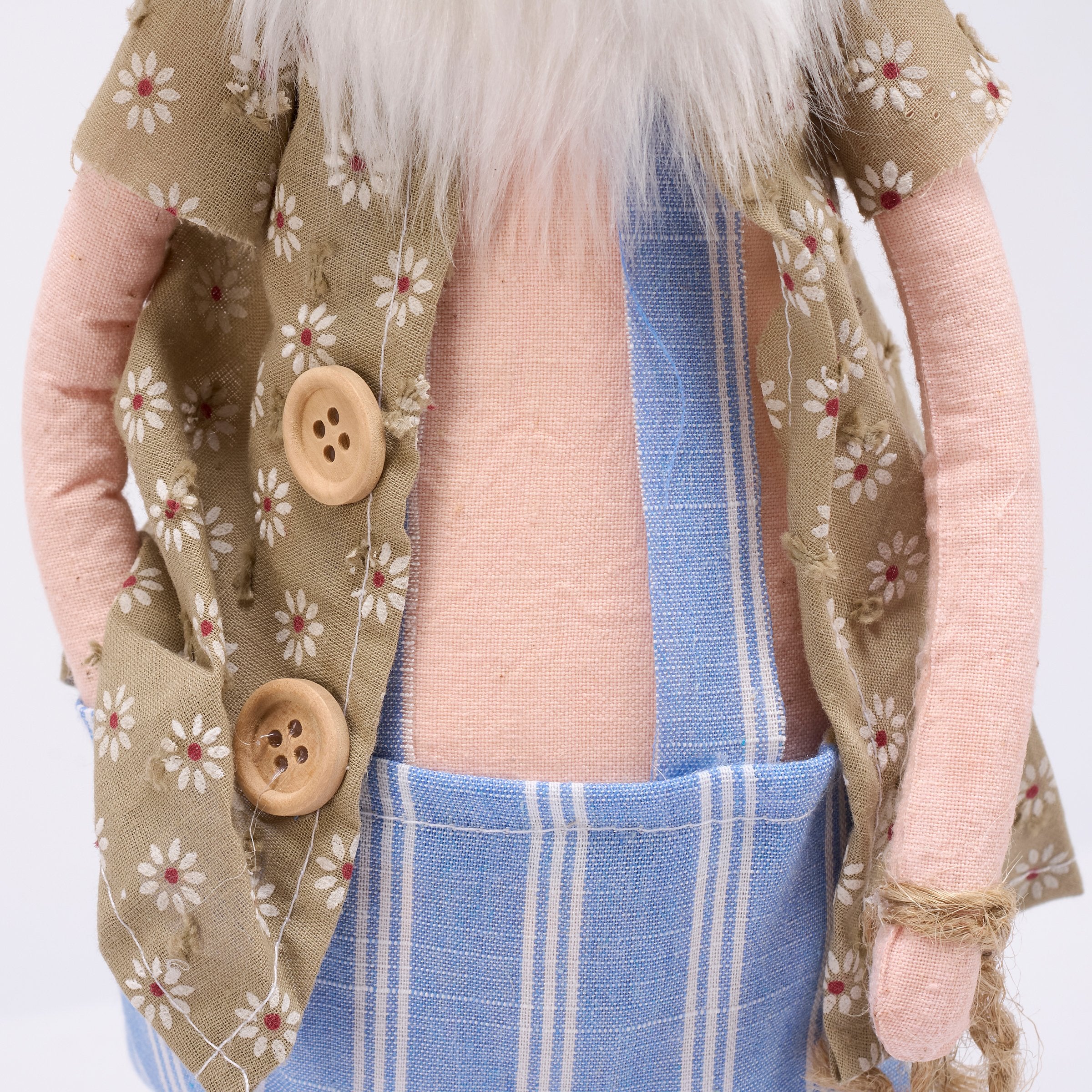 Charming Handmade Fisherman Sitter Decor with Jute Fishing Line & Felt Fish