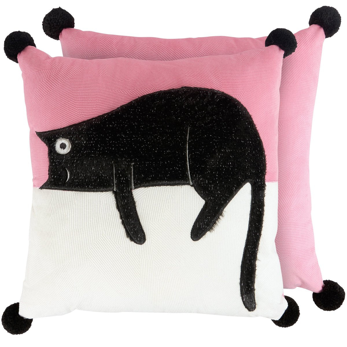 Charming One Eye Open Cat Pillow - Soft Cotton, Embroidered Details, Washable Cover