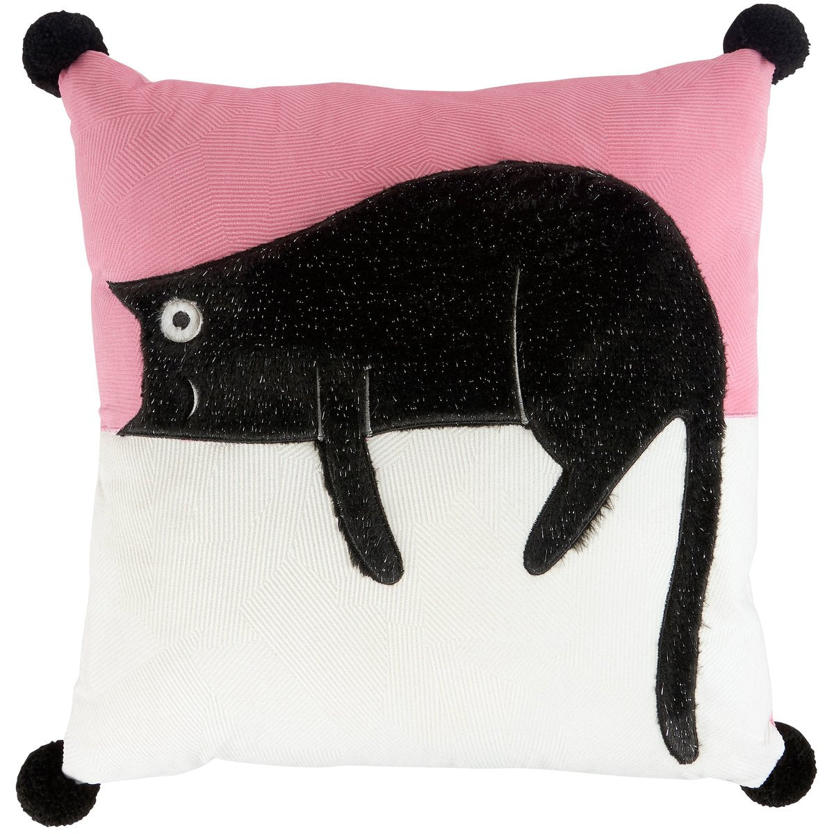 Charming One Eye Open Cat Pillow - Soft Cotton, Embroidered Details, Washable Cover