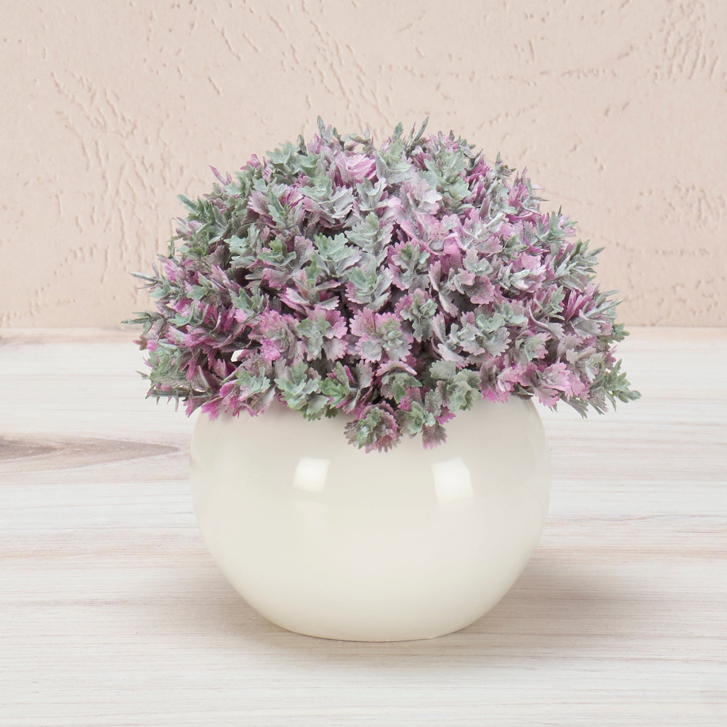 Charming Purple Phlox Faux Plant in Cream Ceramic Vase, Botanical Home Decor