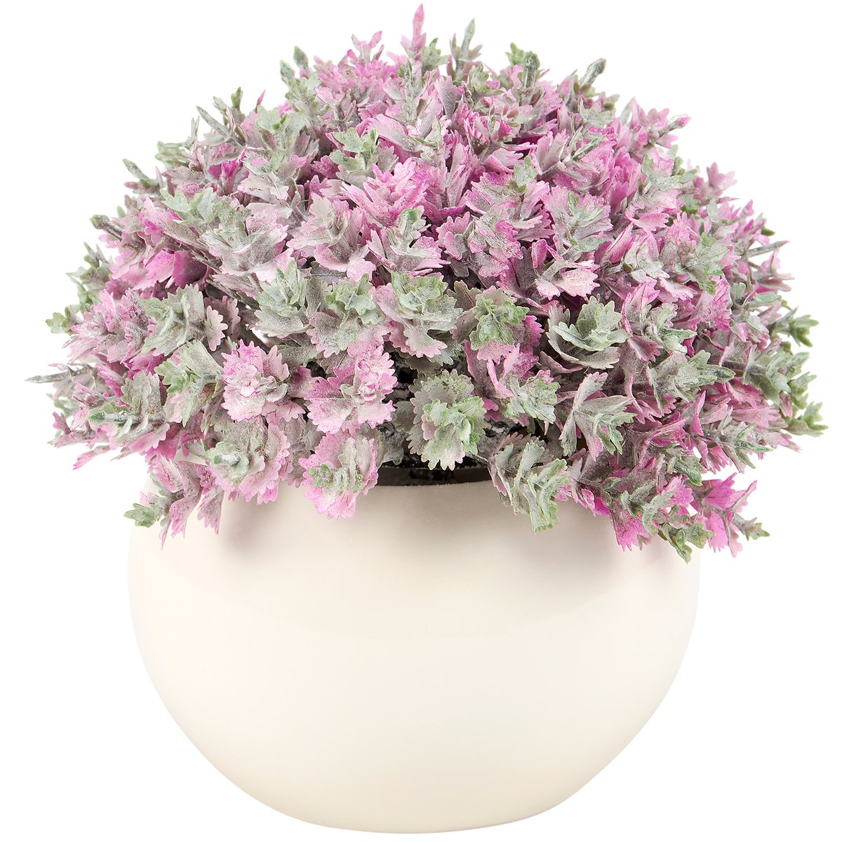 Charming Purple Phlox Faux Plant in Cream Ceramic Vase, Botanical Home Decor