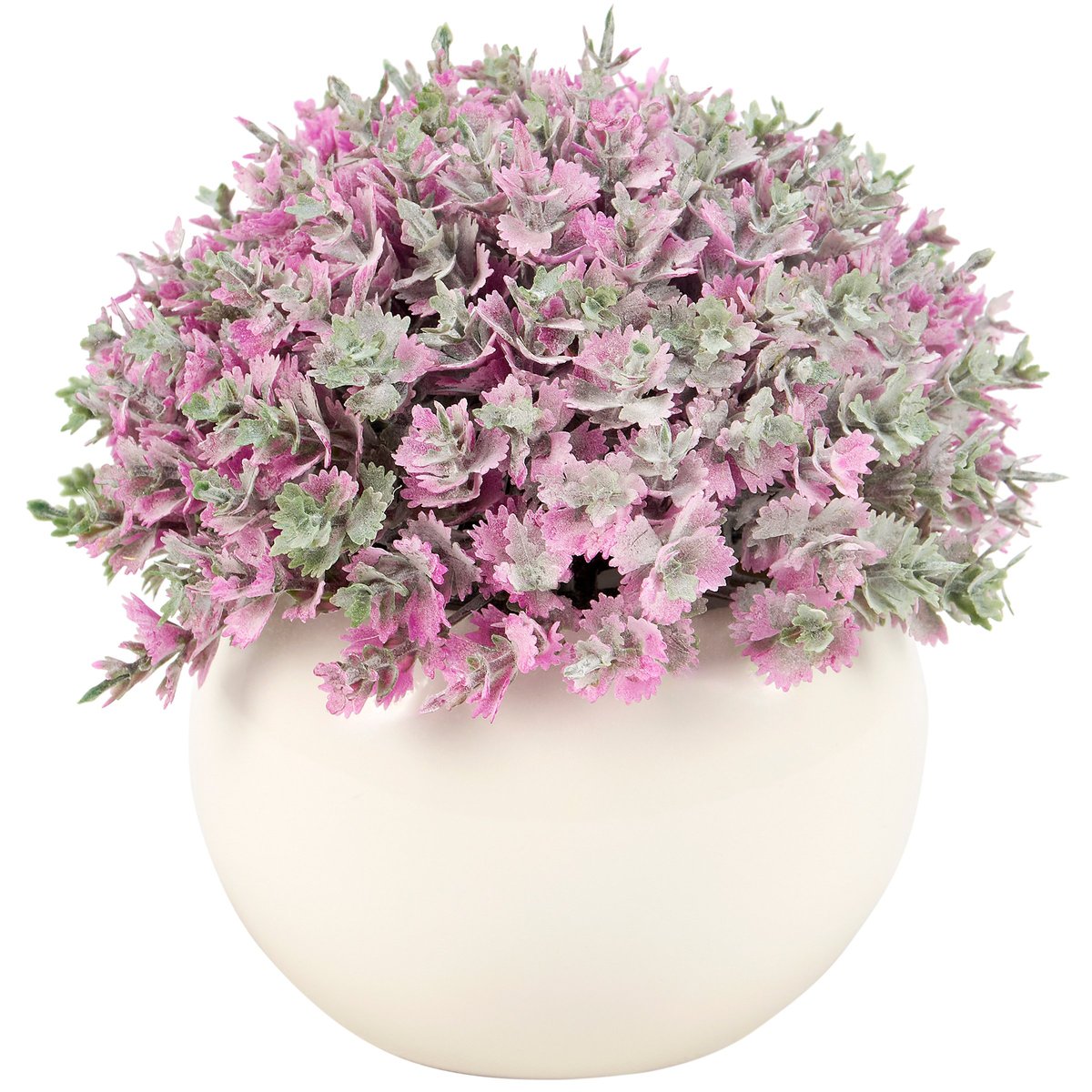 Charming Purple Phlox Faux Plant in Cream Ceramic Vase, Botanical Home Decor