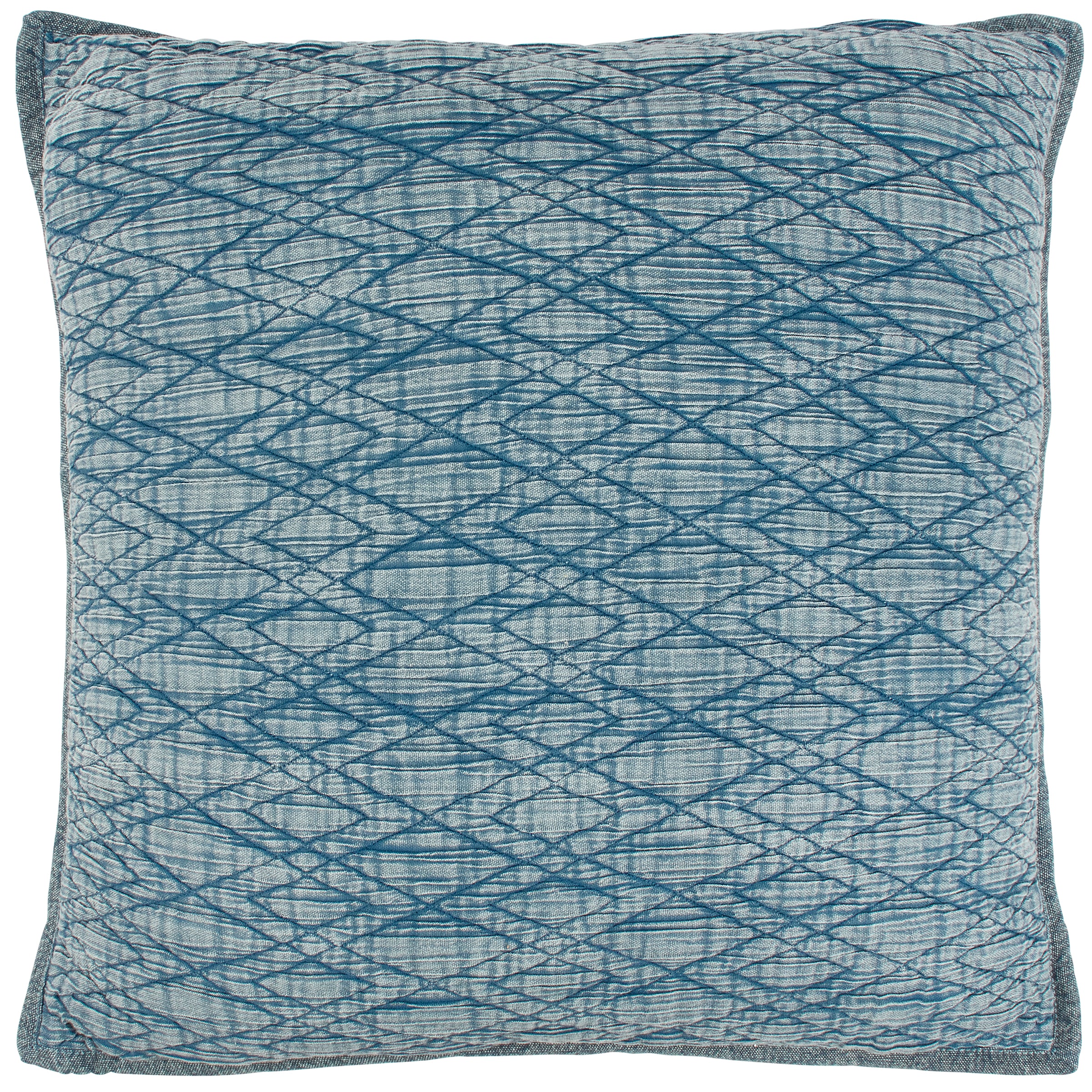 Vintage Blue Diamond Quilted Cotton Throw Pillow with Zipper Cover