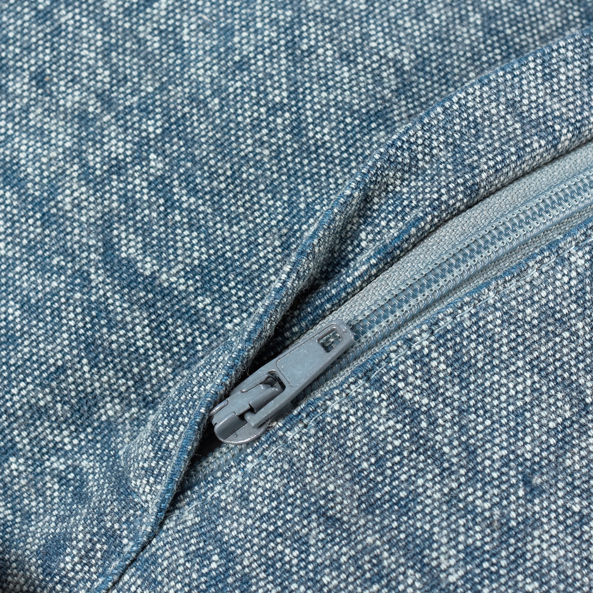 Vintage Blue Diamond Quilted Cotton Throw Pillow with Zipper Cover