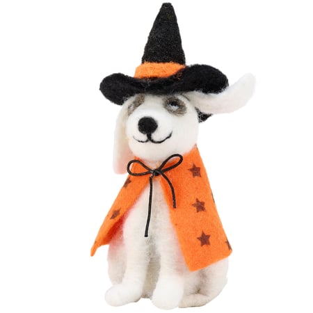 Spooky Ghost Cat Critter with Pumpkin Bucket - Felt Halloween Decor