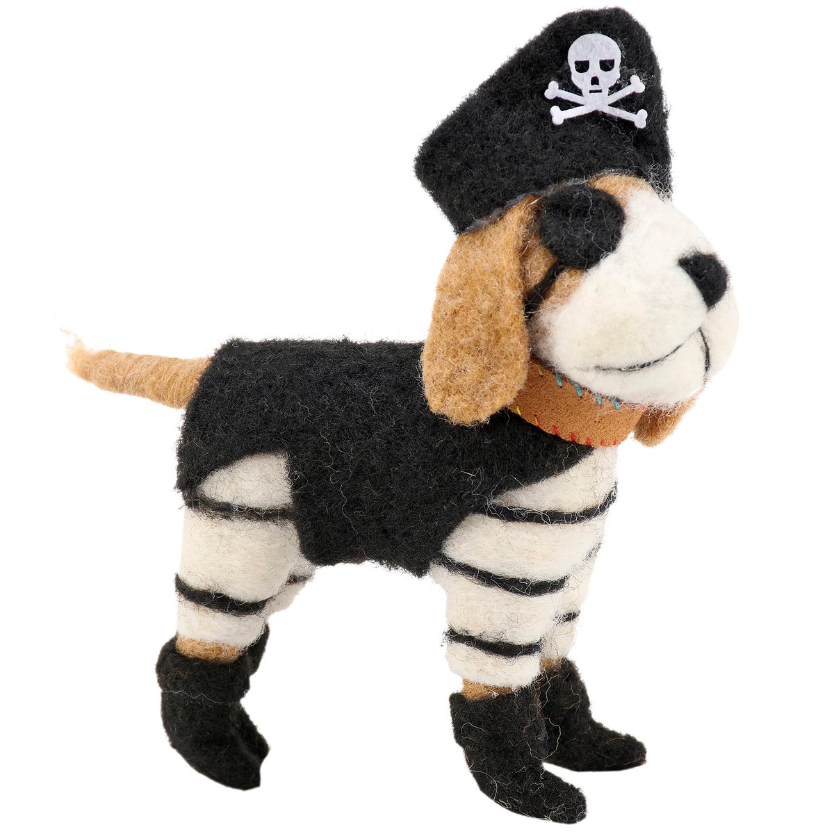 Adorable Felt Pirate Dog Critter Halloween Decor Figure with Hat