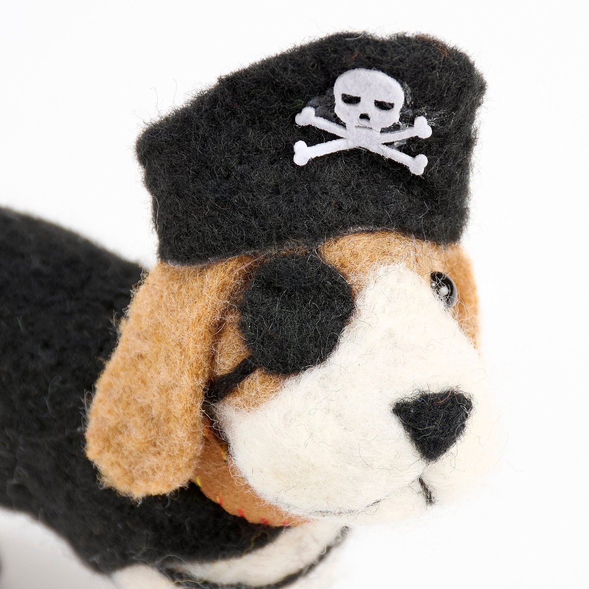 Adorable Felt Pirate Dog Critter Halloween Decor Figure with Hat