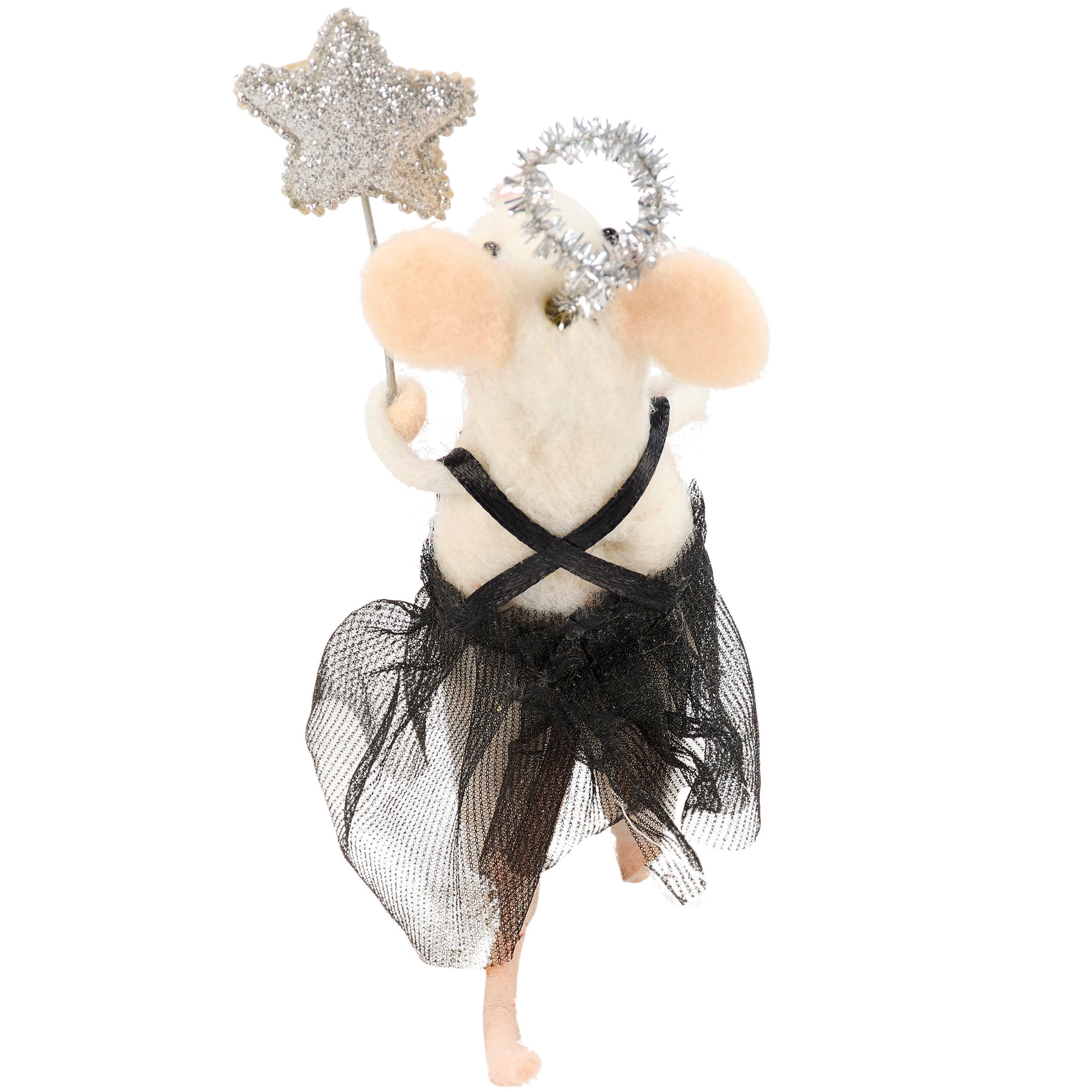 Charming Felt Angel Mouse Critter Halloween Decor with Pumpkin Bucket and Halo