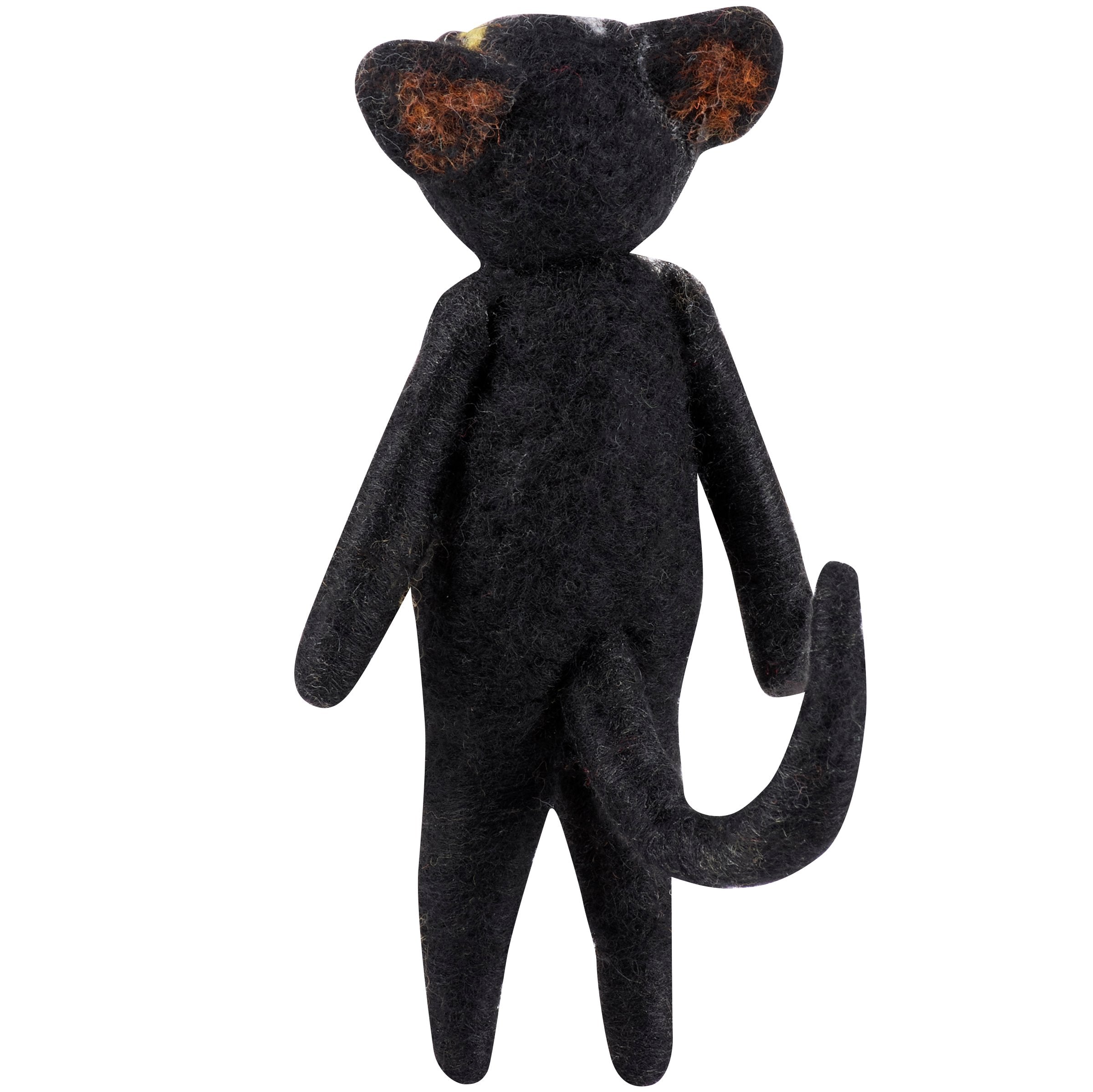 Spooky Skeleton Cat Critter Felt Halloween Decoration - Freestanding Festive Accent