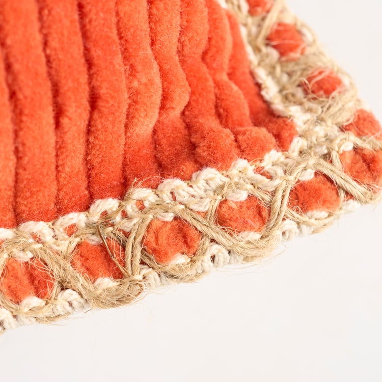 Orange Corduroy Scary Jack O'Lantern Pumpkin Face Pillow, Machine-Washable with Zipper