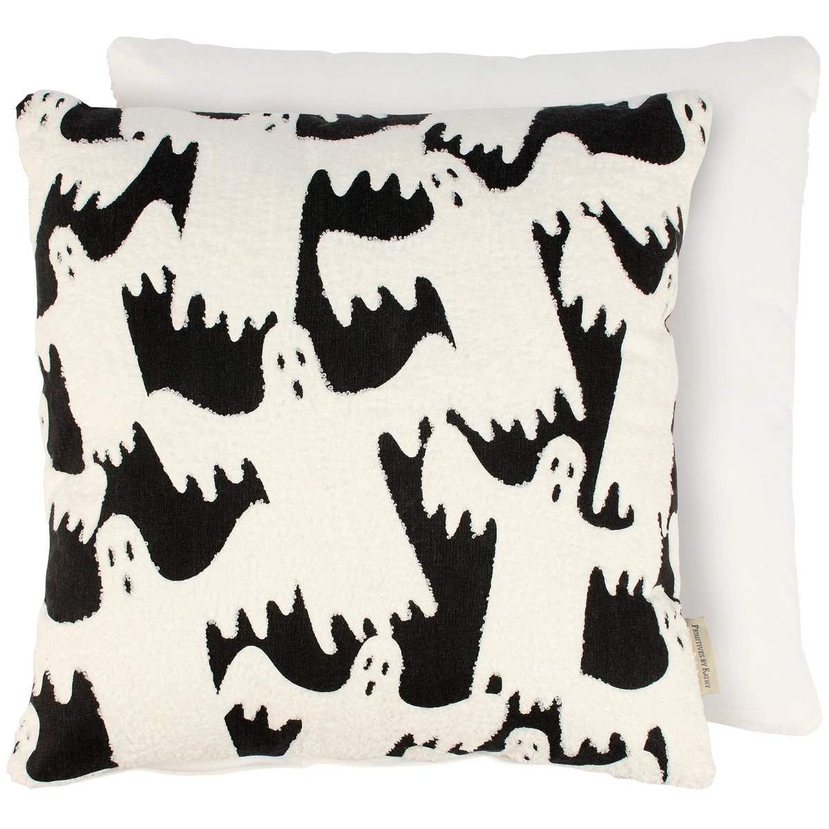 Spooky Ghosts Halloween Decorative Pillow - Black & Cream Cotton Zipper Cover