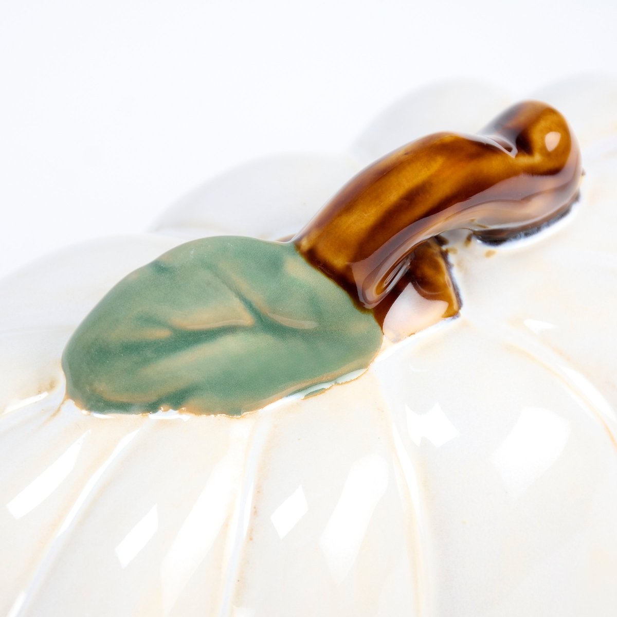 White Pumpkin Stoneware Butter Dish - Charming Fall Kitchen Decor