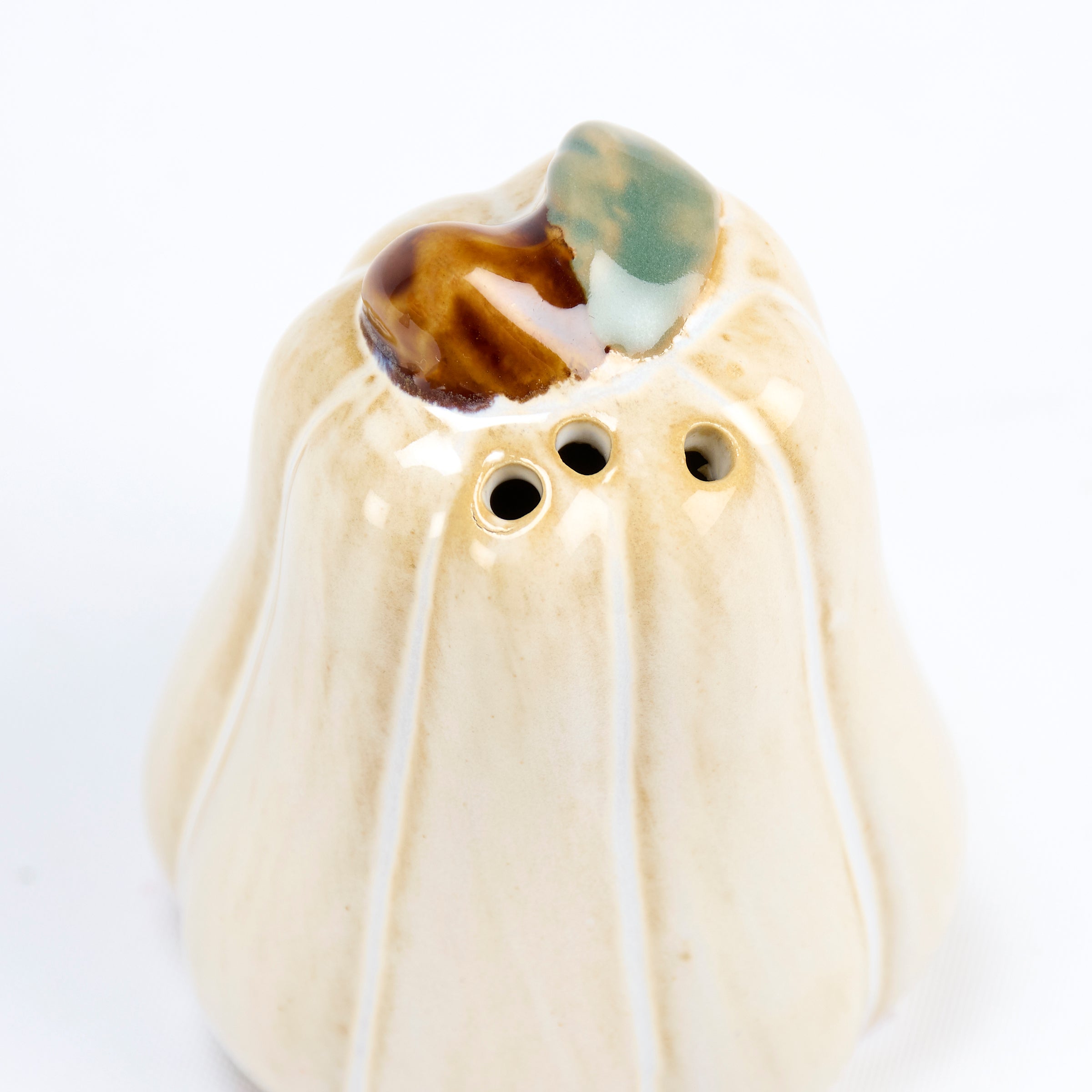 Charming White Pumpkin Salt & Pepper Shaker Set, Ceramic Fall Harvest Decor