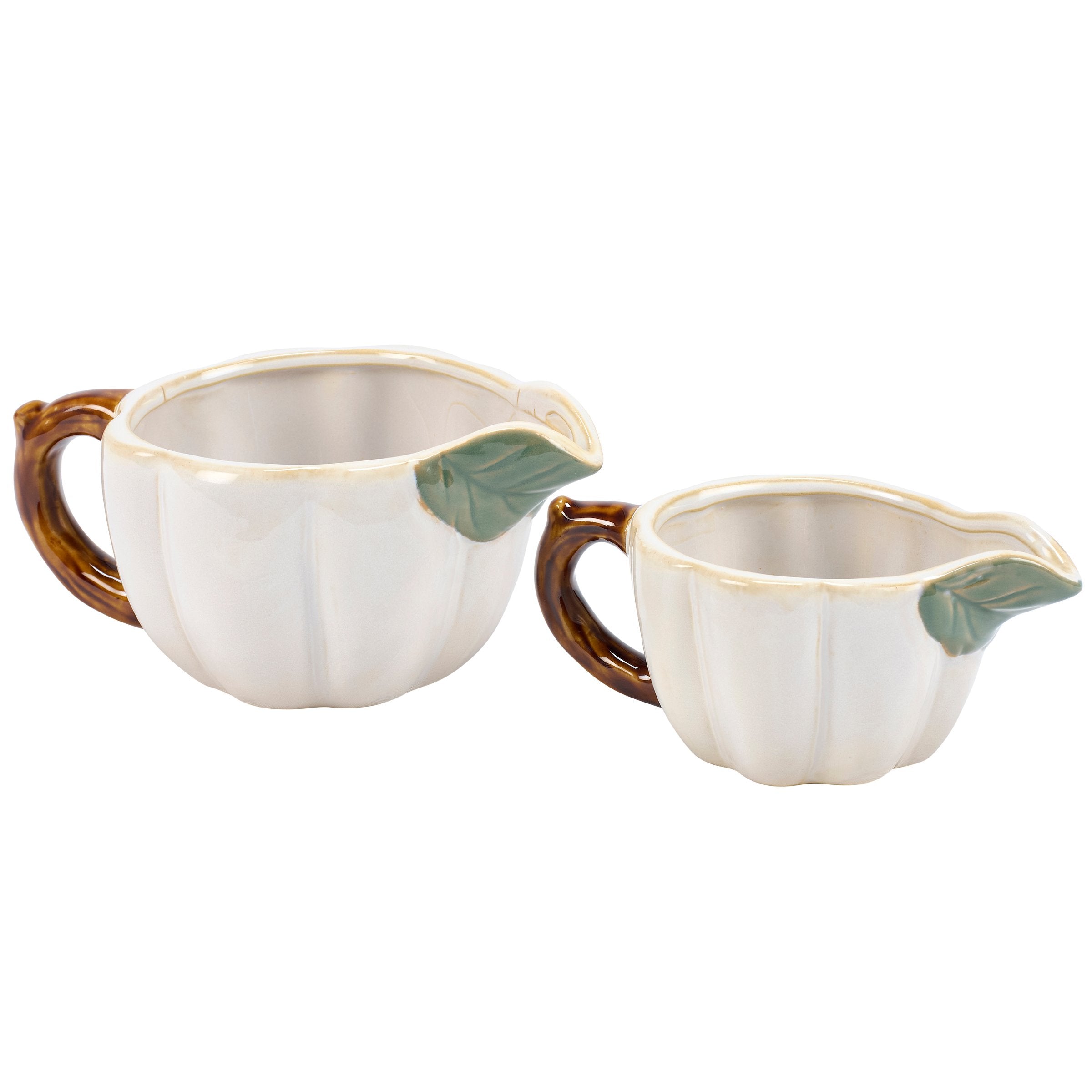 Charming White Pumpkin Ceramic Creamer Set - Fall Harvest Decorative Tableware