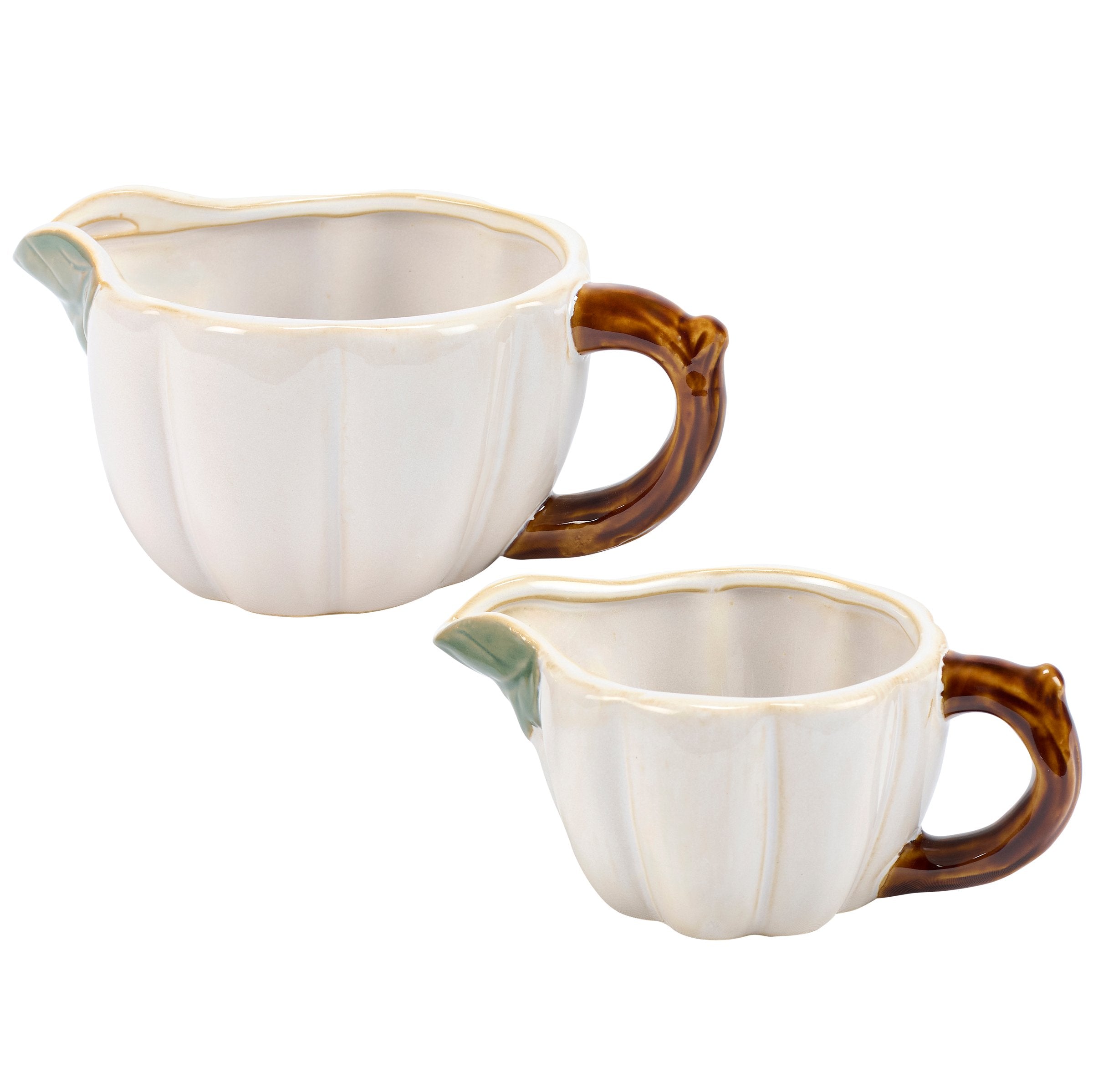 Charming White Pumpkin Ceramic Creamer Set - Fall Harvest Decorative Tableware
