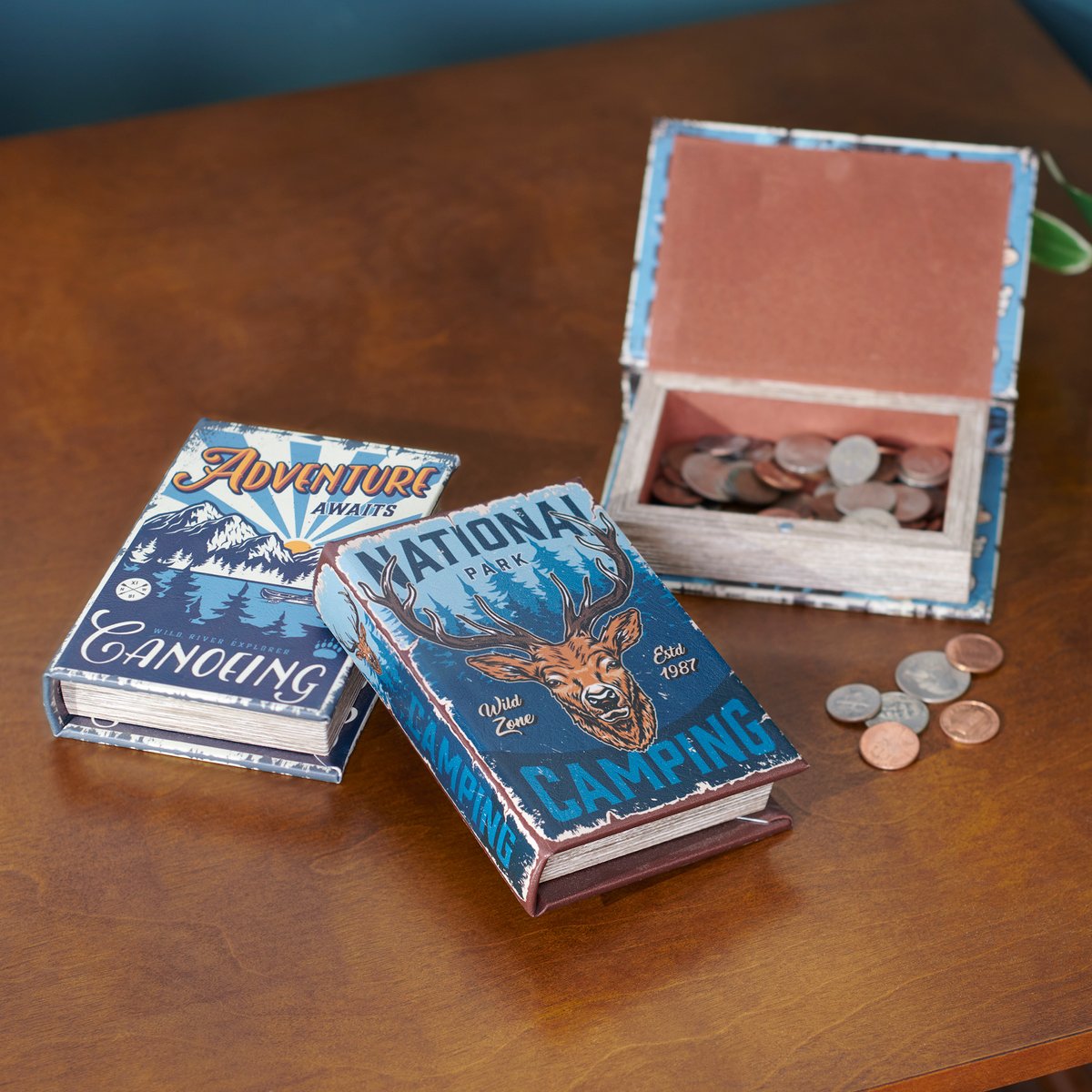 Rustic National Park Camping Decorative Book Box for Hidden Keepsake Storage