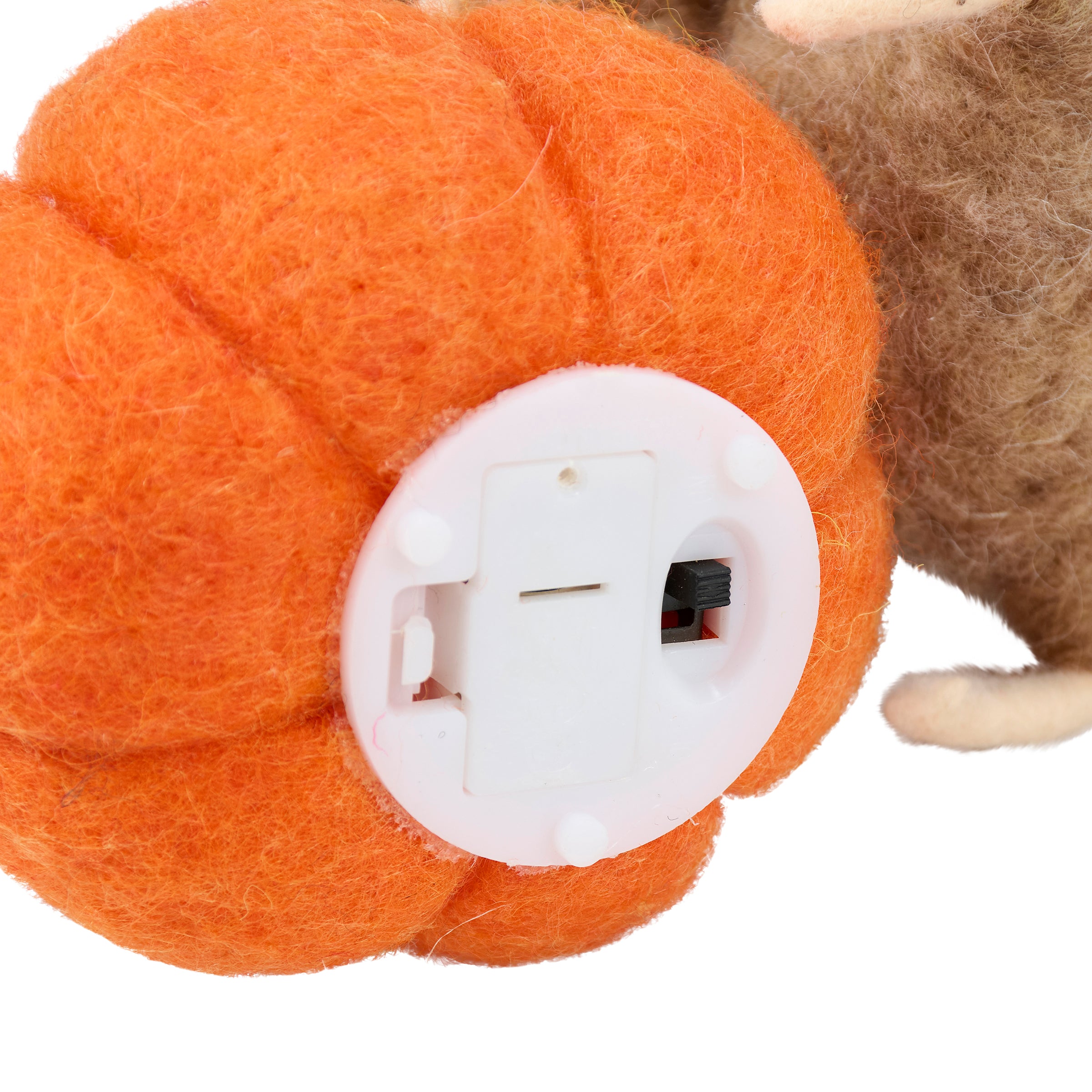 Charming Lighted Halloween Pumpkin Mouse Critter with Witch Hat & Glitter