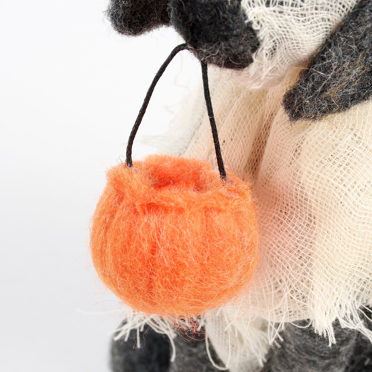 Large Felt Ghost Dog Critter Halloween Decor: Spooky Canine with Treat Bucket