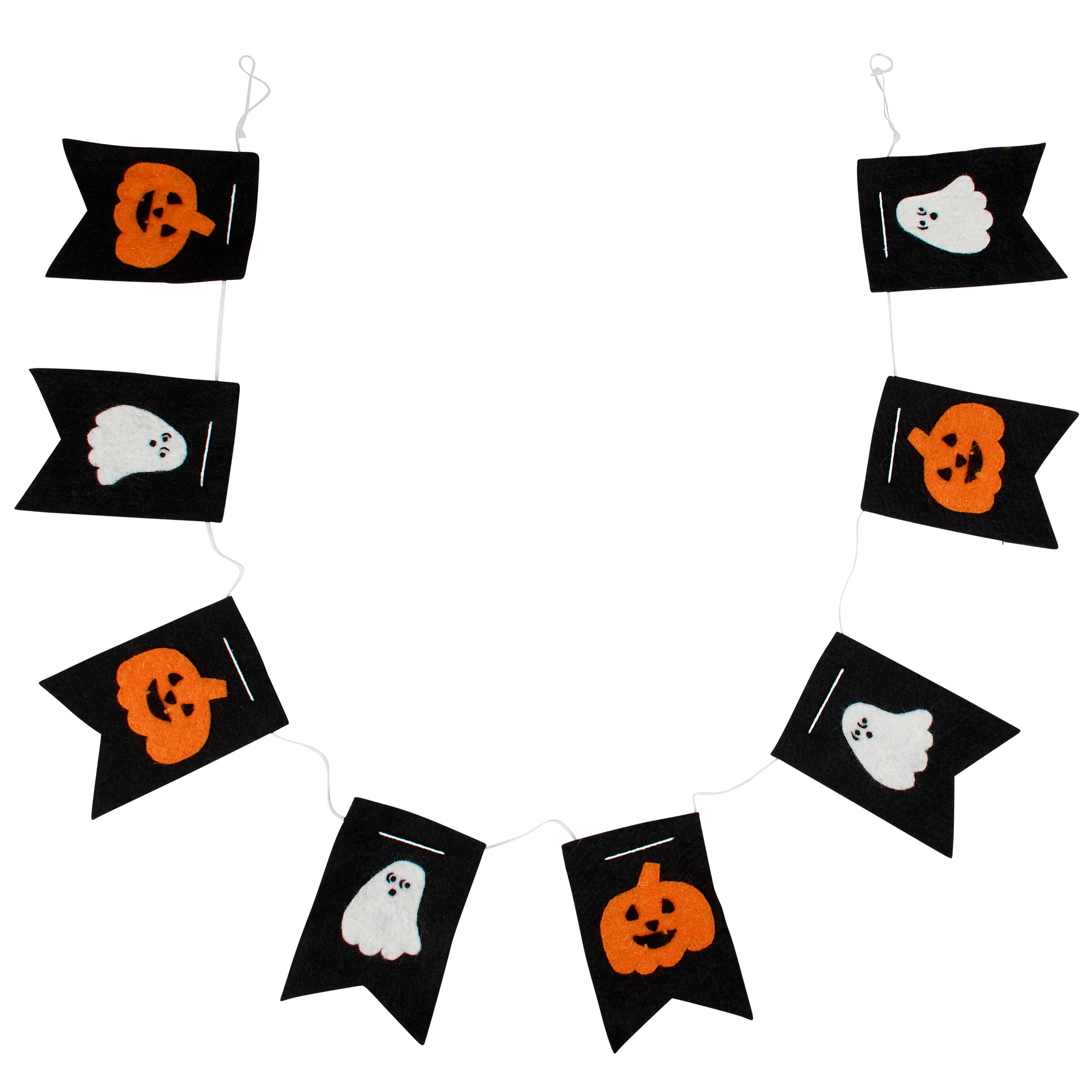 Spooky Felt Ghost & Jack O'Lantern Halloween Banner Garland - 71 Inch Decorative String