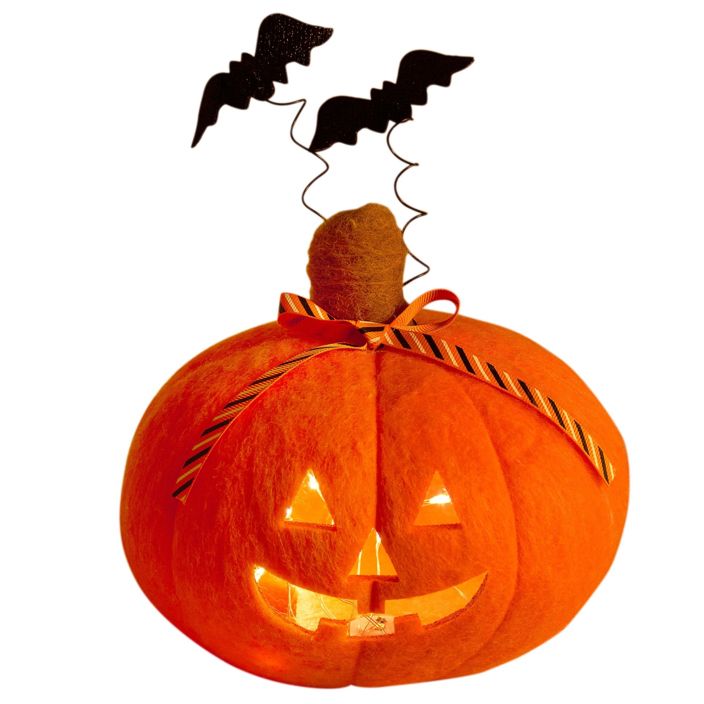 Felt Jack O'Lantern Light-Up Pumpkin Critter Halloween Decoration