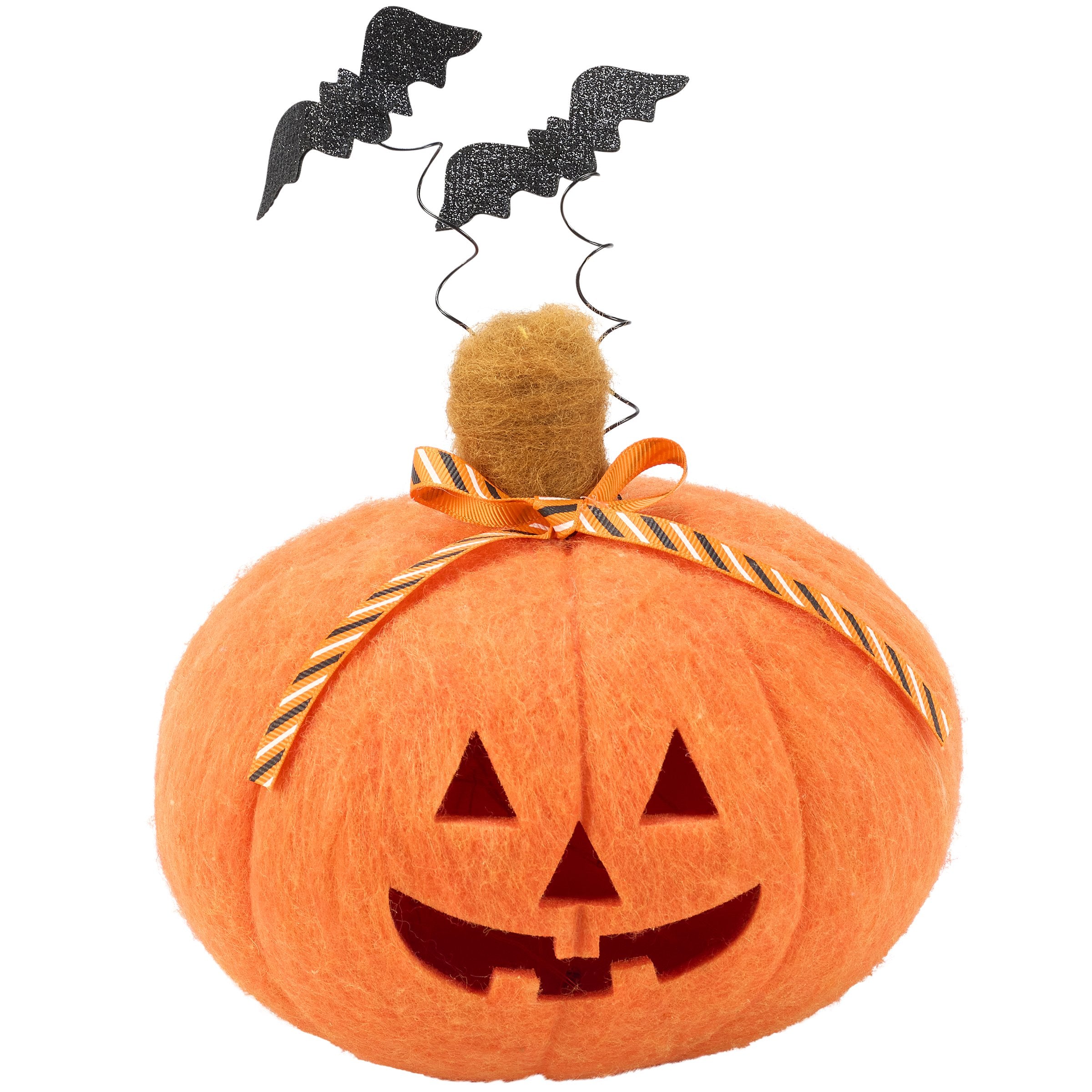 Felt Jack O'Lantern Light-Up Pumpkin Critter Halloween Decoration