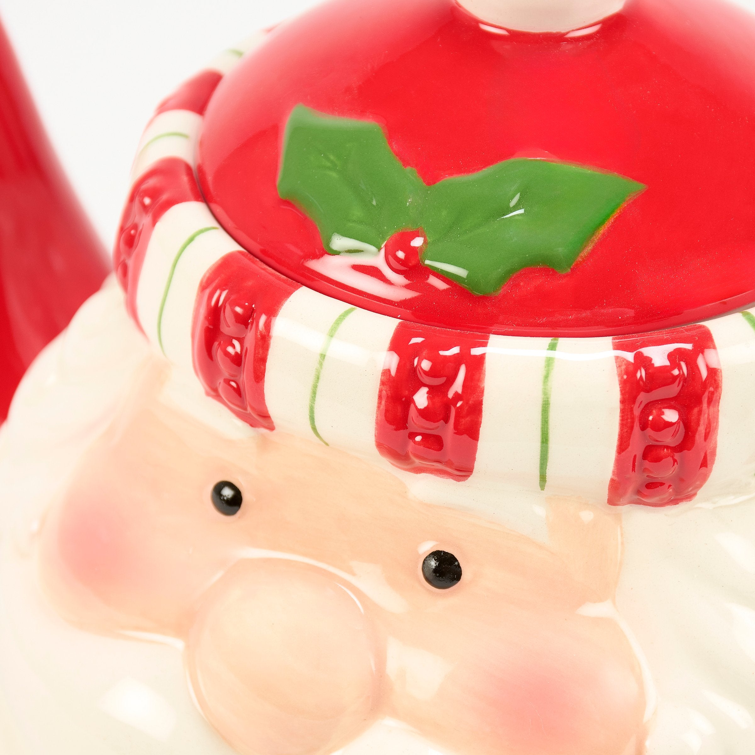 Jolly Santa Ceramic Christmas Teapot with Sculpted Hat Lid Design