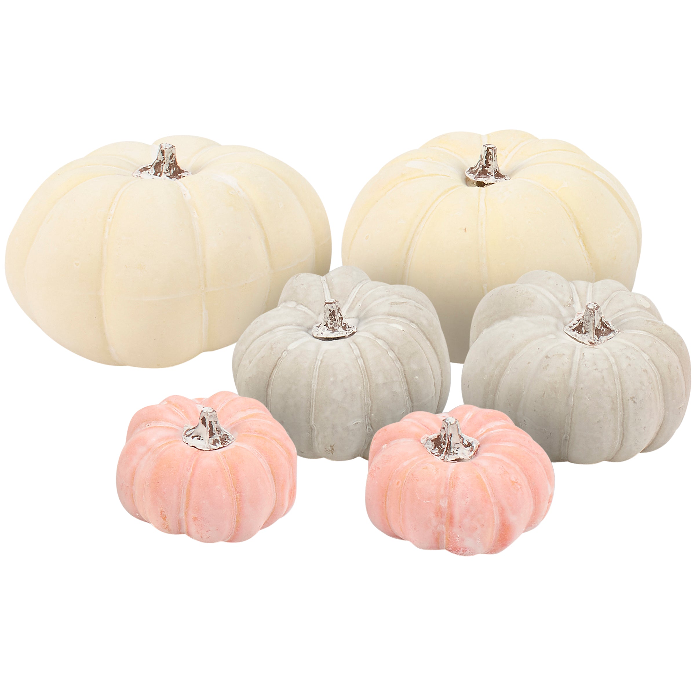 Chalky Pastel Decorative Pumpkin Set - 6 Piece Fall Harvest Home Decor