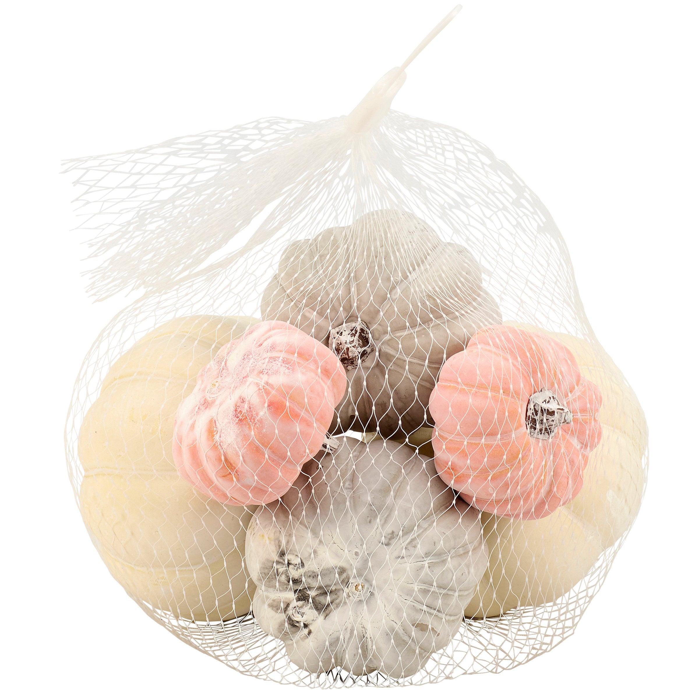 Chalky Pastel Decorative Pumpkin Set - 6 Piece Fall Harvest Home Decor