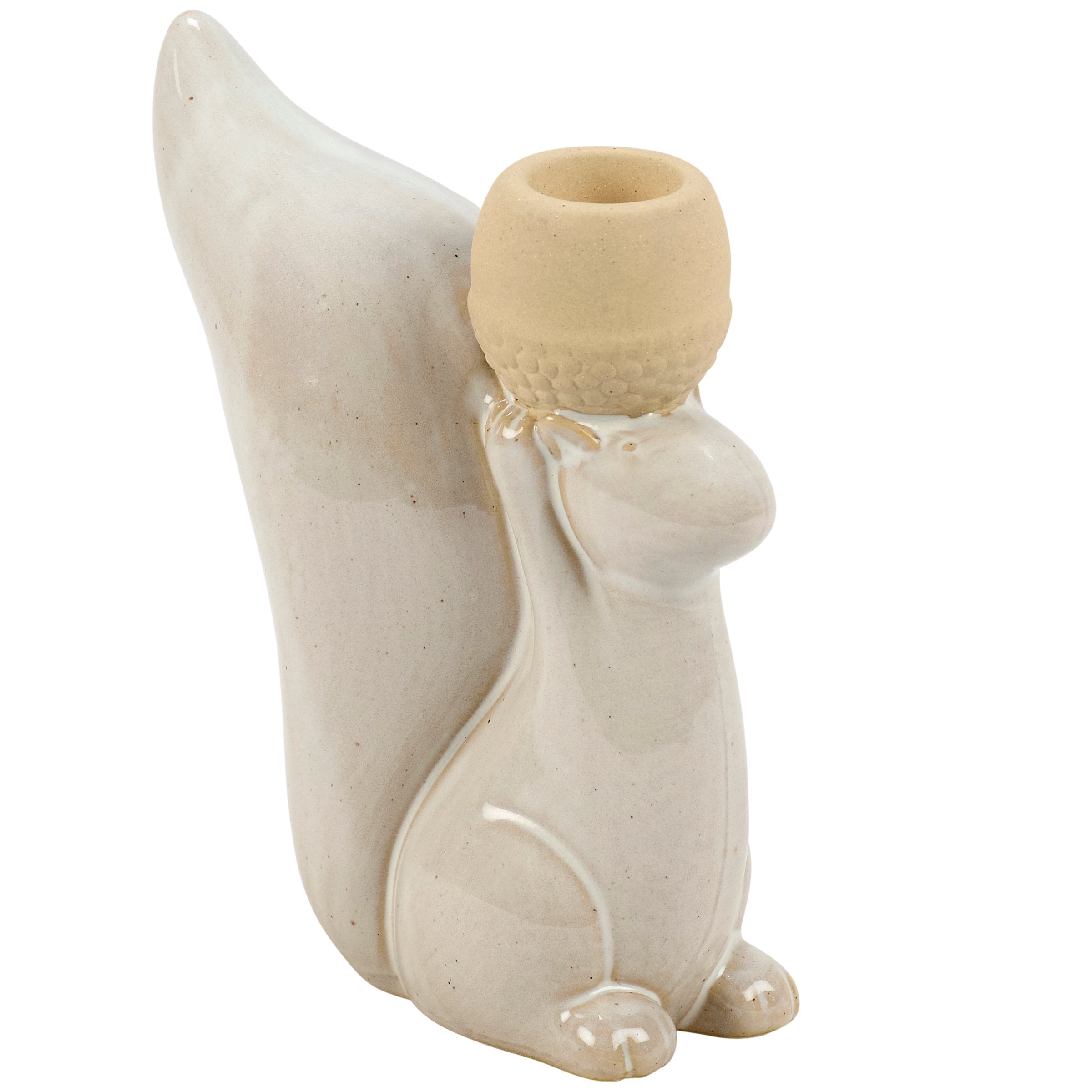 Charming Stoneware Squirrel Taper Candle Holder - Rustic Fall Home Decor Accent