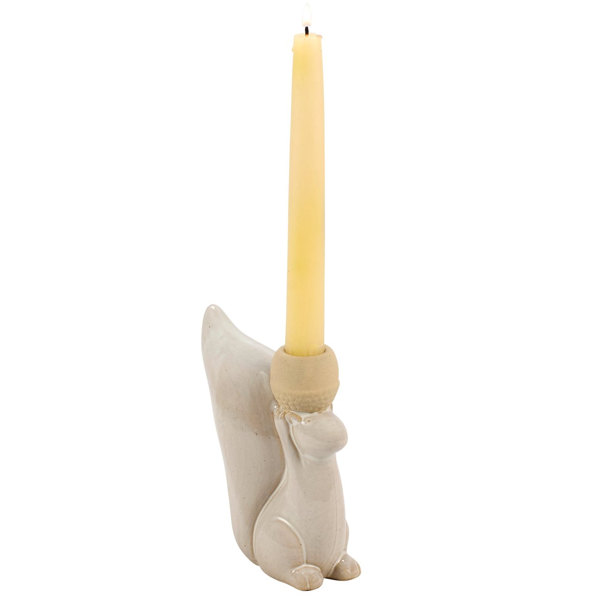 Charming Stoneware Squirrel Taper Candle Holder - Rustic Fall Home Decor Accent