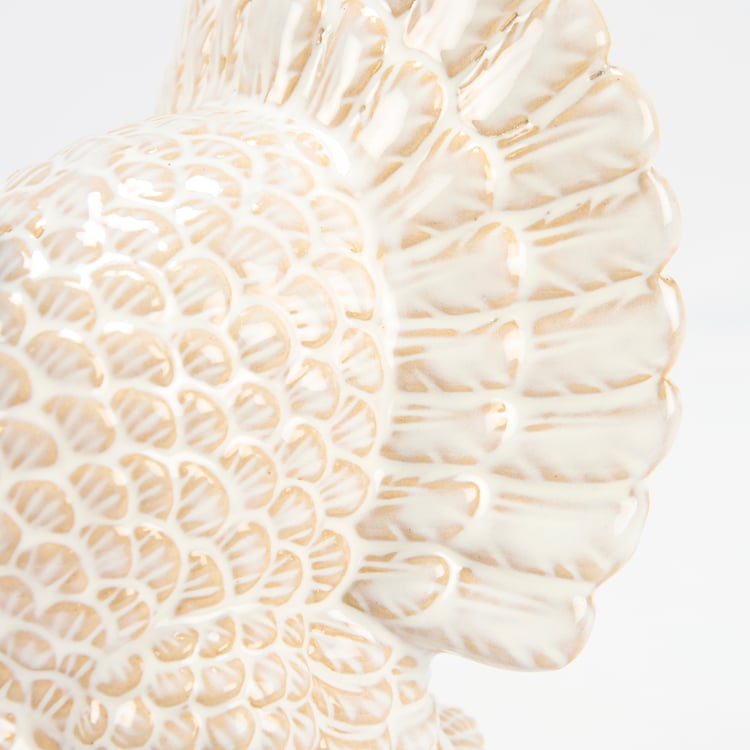 Charming Rustic Ceramic Turkey Figurine with Cream Glaze for Fall Harvest Decor