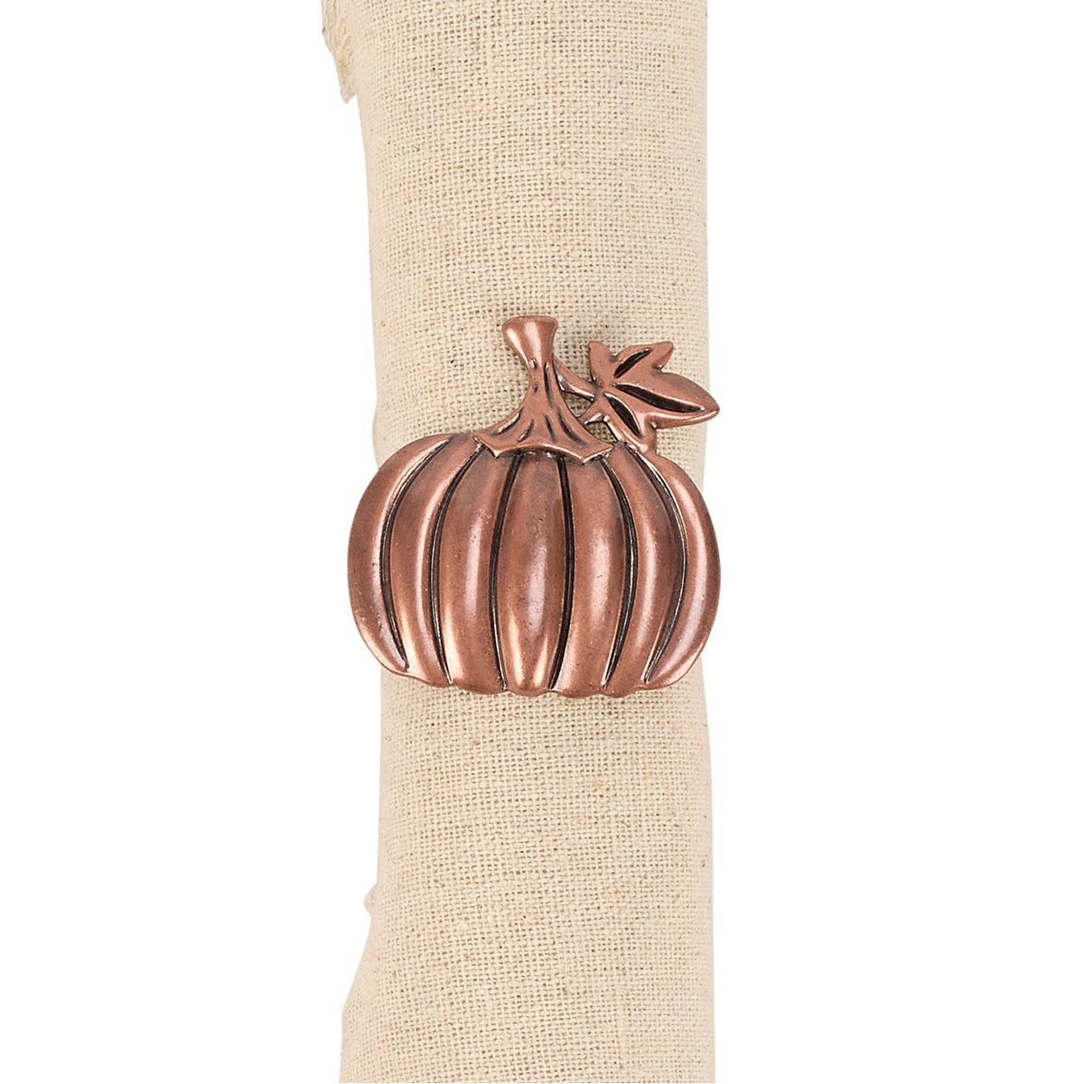 Rustic Bronze Sculpted Pumpkin Metal Napkin Ring for Fall Harvest Table Decor