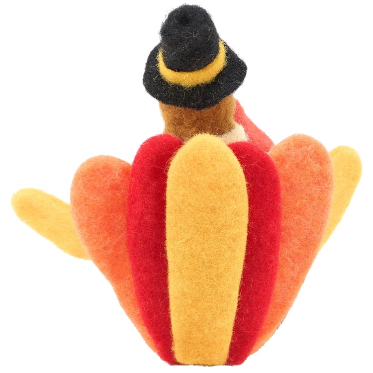 Charming Pilgrim Turkey Critter Felt Fall Harvest Decor Figure - Handmade Details