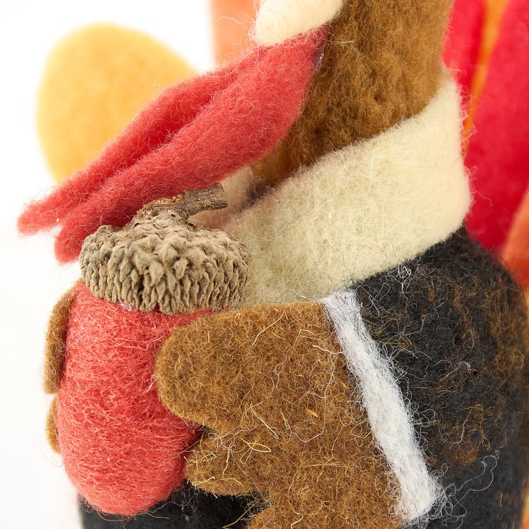 Charming Pilgrim Turkey Critter Felt Fall Harvest Decor Figure - Handmade Details