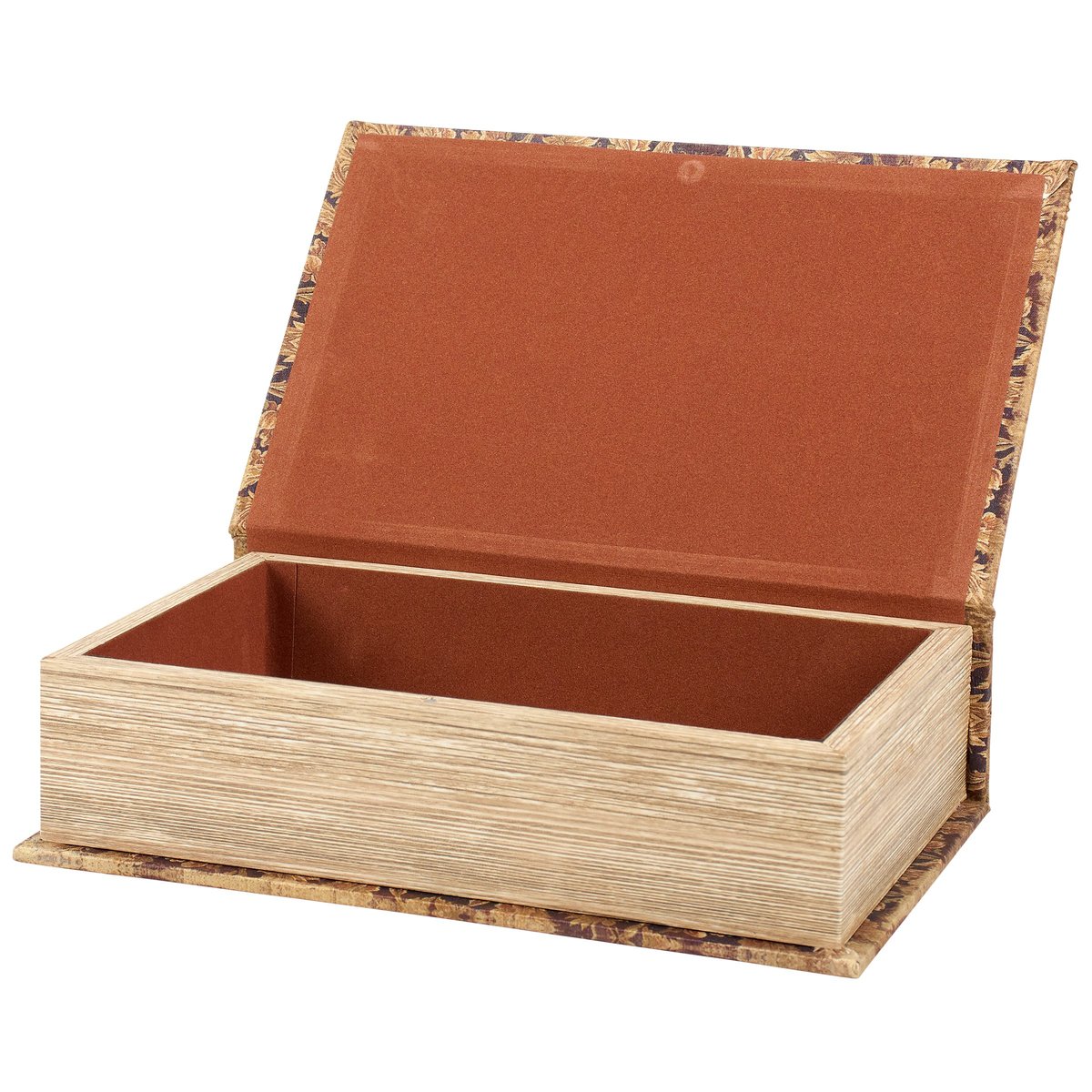 Ornate Floral Embellished Book Box for Keepsakes - Velvet Lined Decorative Storage