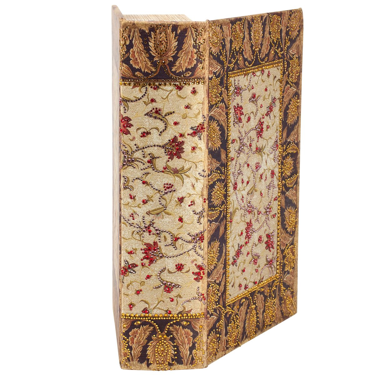 Ornate Floral Embellished Book Box for Keepsakes - Velvet Lined Decorative Storage