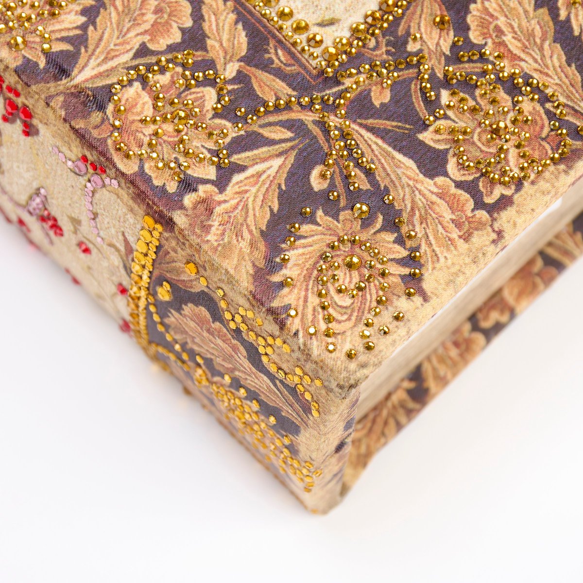 Ornate Floral Embellished Book Box for Keepsakes - Velvet Lined Decorative Storage