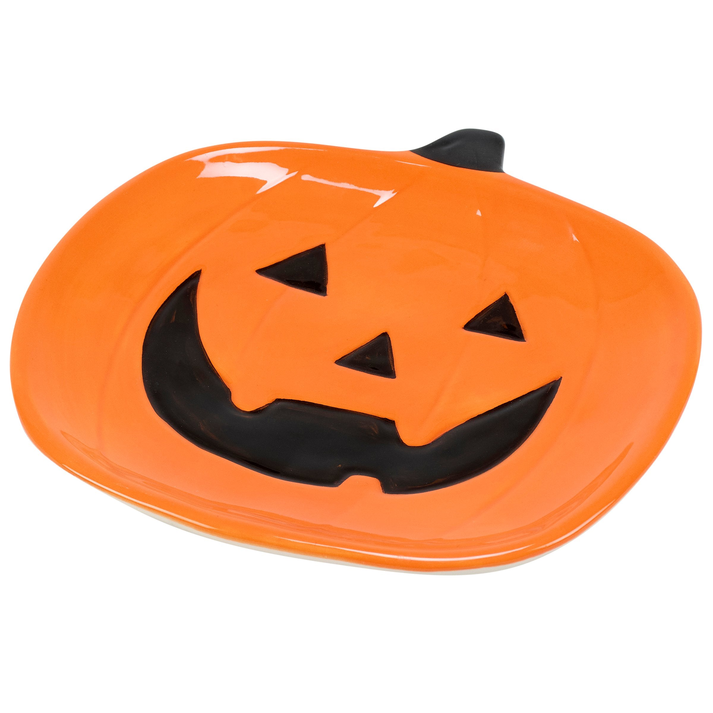 Spooky Jack O' Lantern Ceramic Halloween Plate for Festive Table Decor