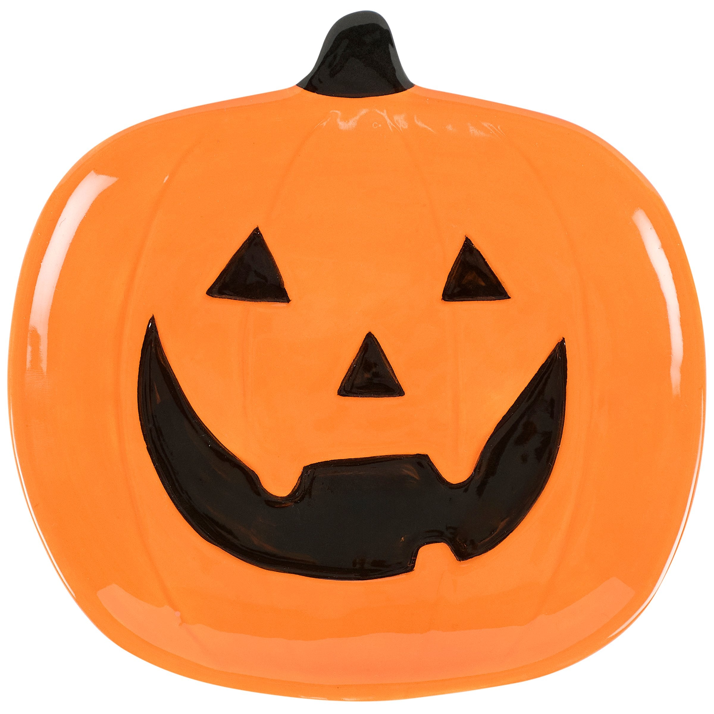 Spooky Jack O' Lantern Ceramic Halloween Plate for Festive Table Decor