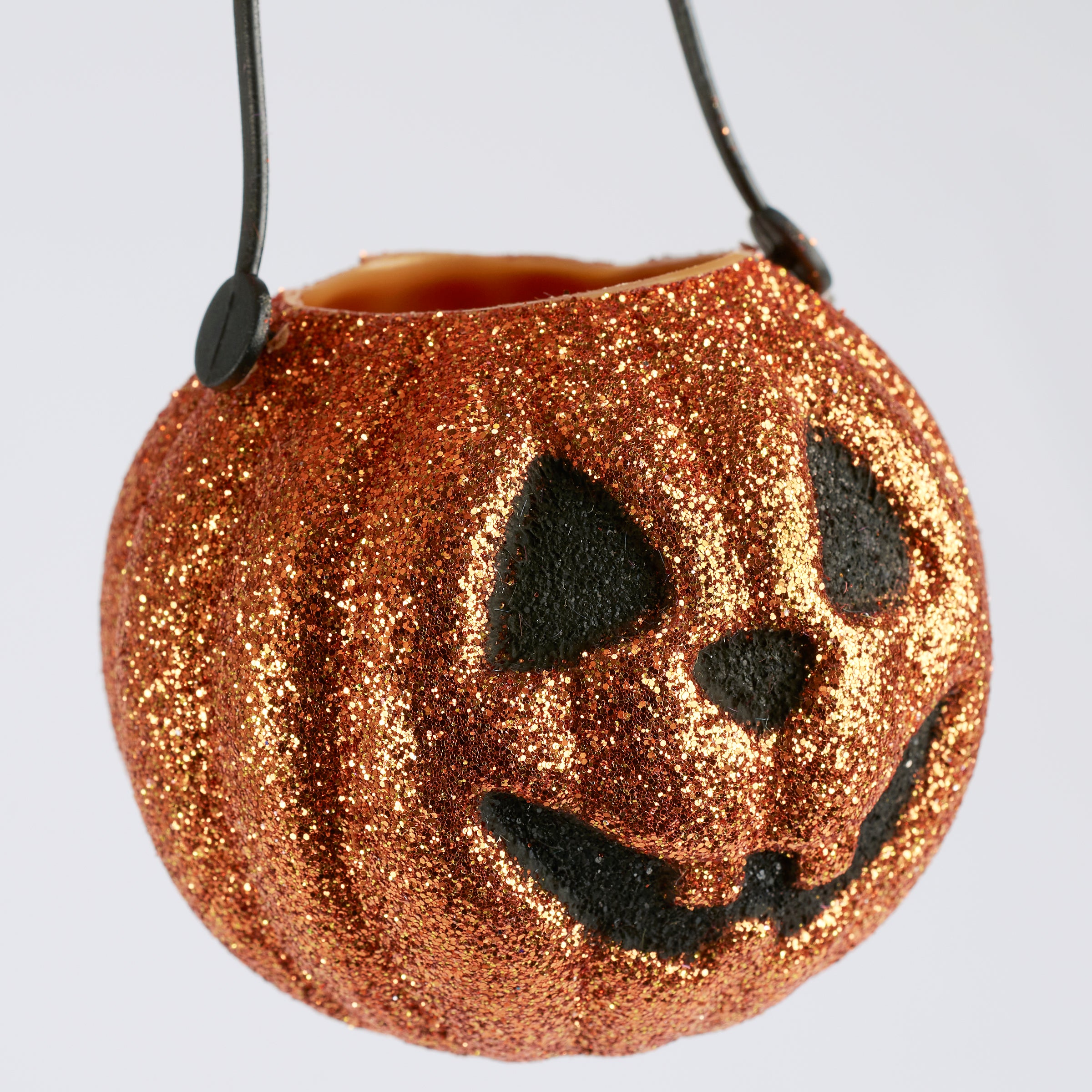 Sparkling Jack O'Lantern Pumpkin Set, Glitter Halloween Decorations, 4-Piece Retro Accents