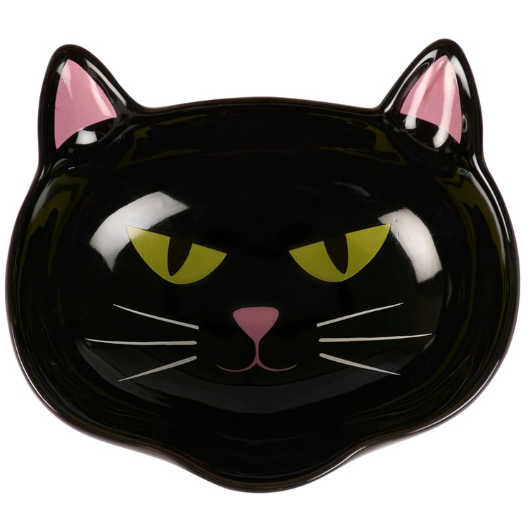 Charming Black Cat Stoneware Halloween Bowl - Festive Seasonal Decor & Tableware
