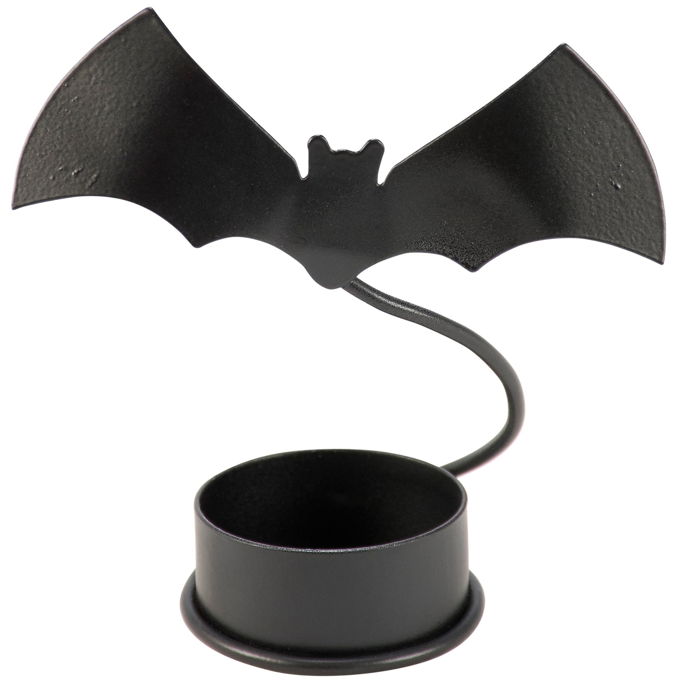 Spooky Flying Bat Metal Tealight Candle Holder - Rustic Halloween Decor Accent