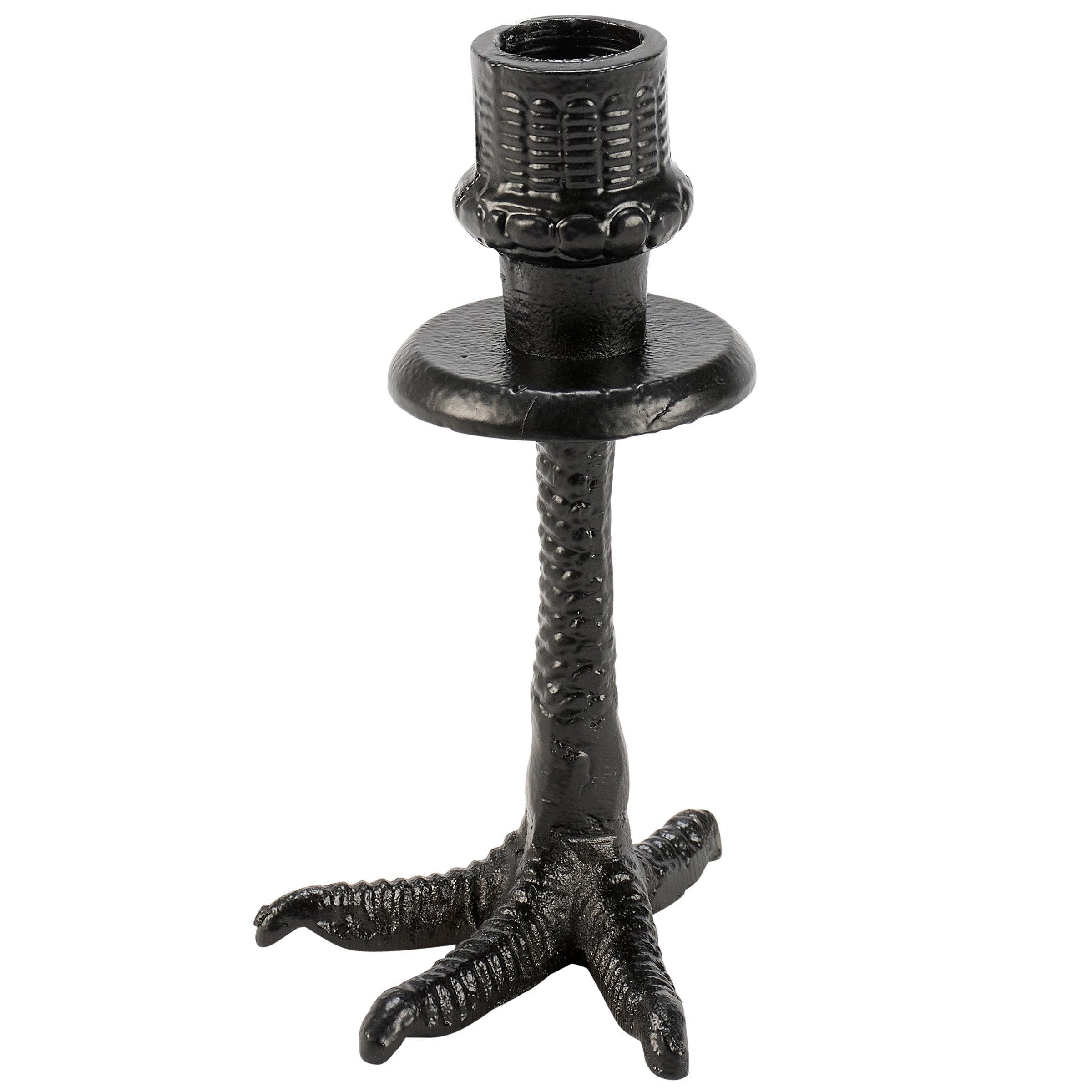 Spooky Rustic Metal Crow Foot Taper Candle Holder for Halloween Decor Display
