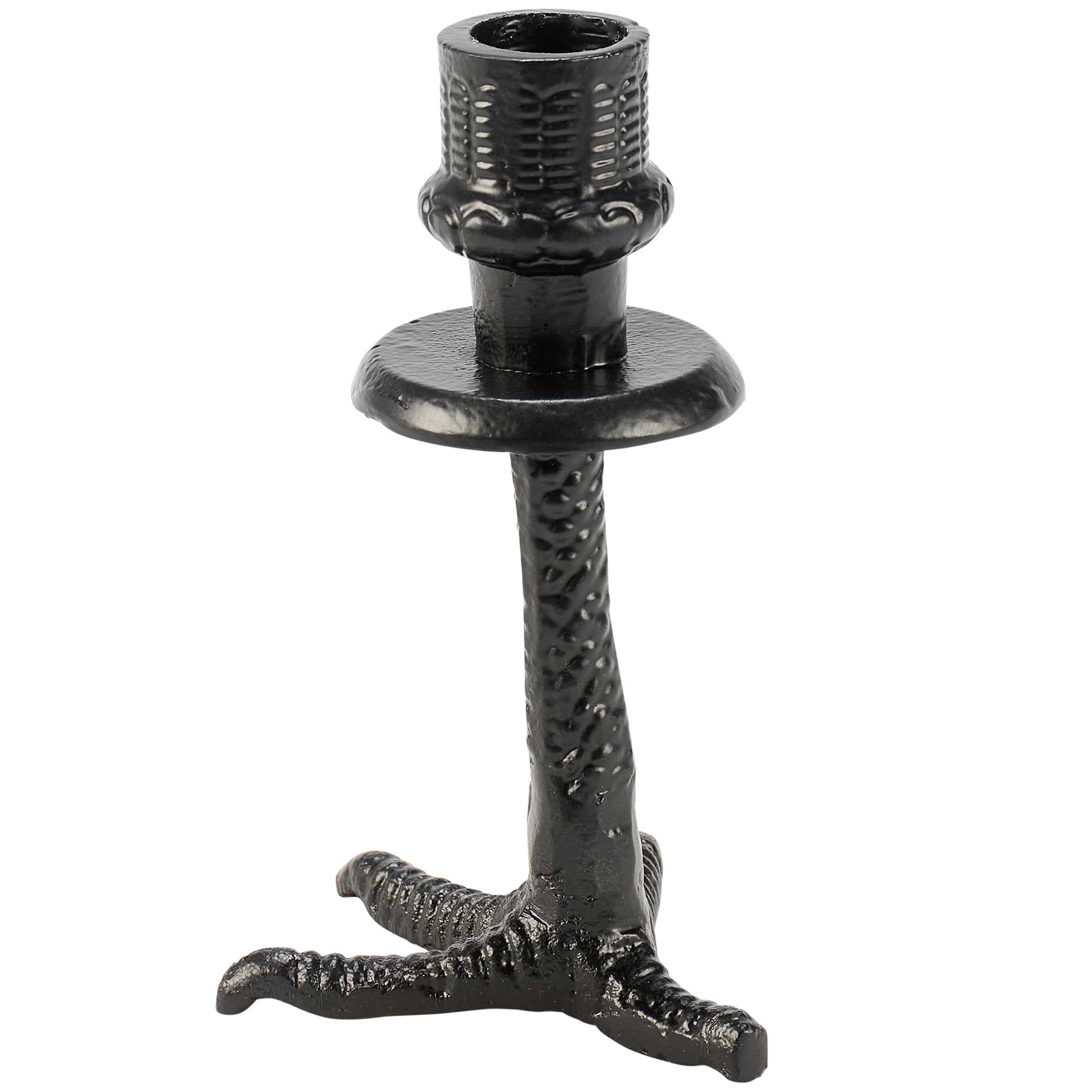 Spooky Rustic Metal Crow Foot Taper Candle Holder for Halloween Decor Display