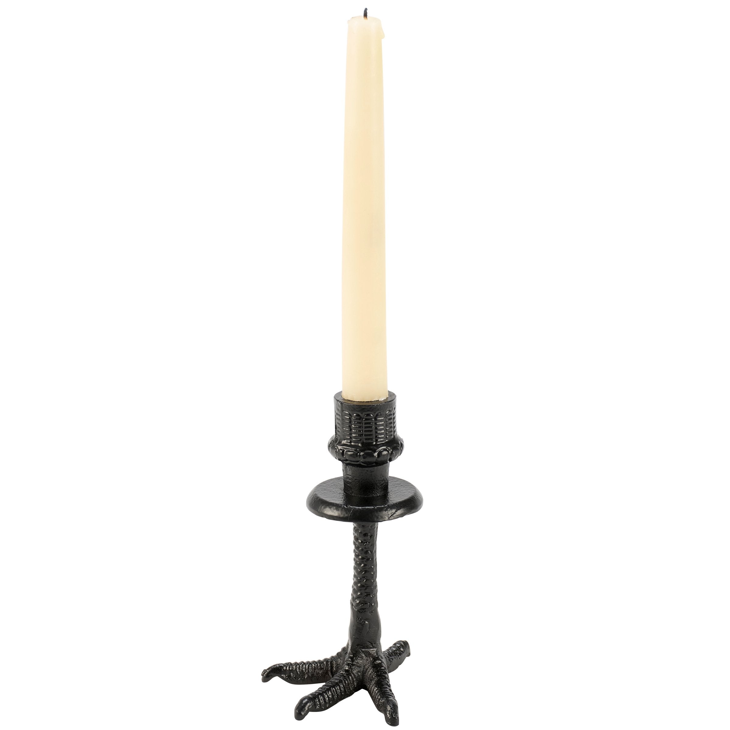Spooky Rustic Metal Crow Foot Taper Candle Holder for Halloween Decor Display